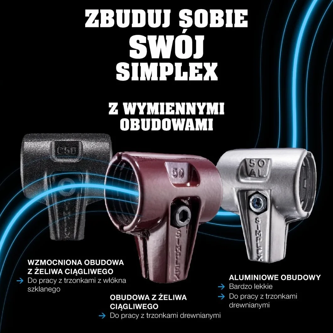 Simplex młotek ochronny TPE-soft/TPE-mid żeliwo ciągliwe drewniany trzonek D=30 mm 3013.030