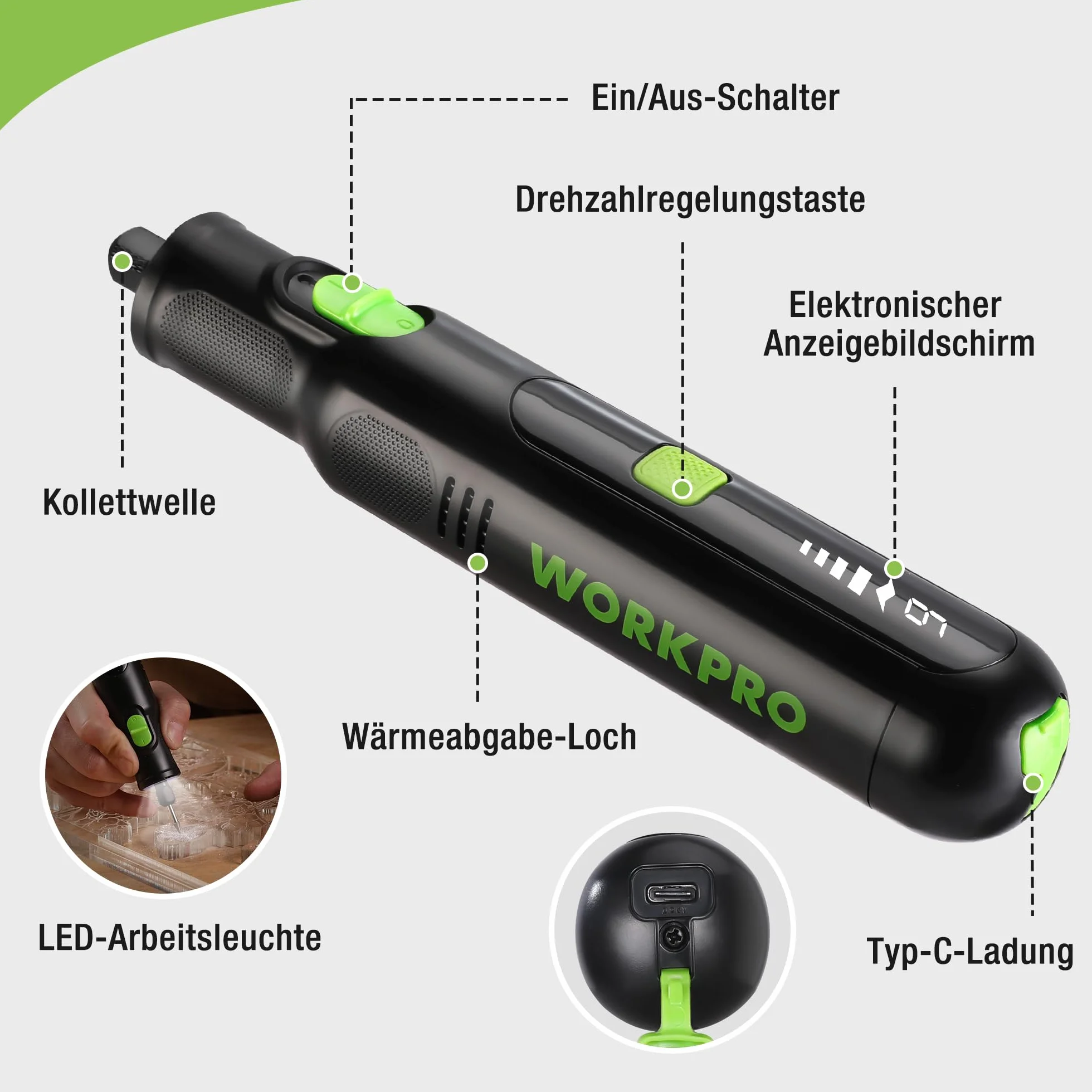 WORKPRO Zestaw szlifierek elektrycznych 7,2 V