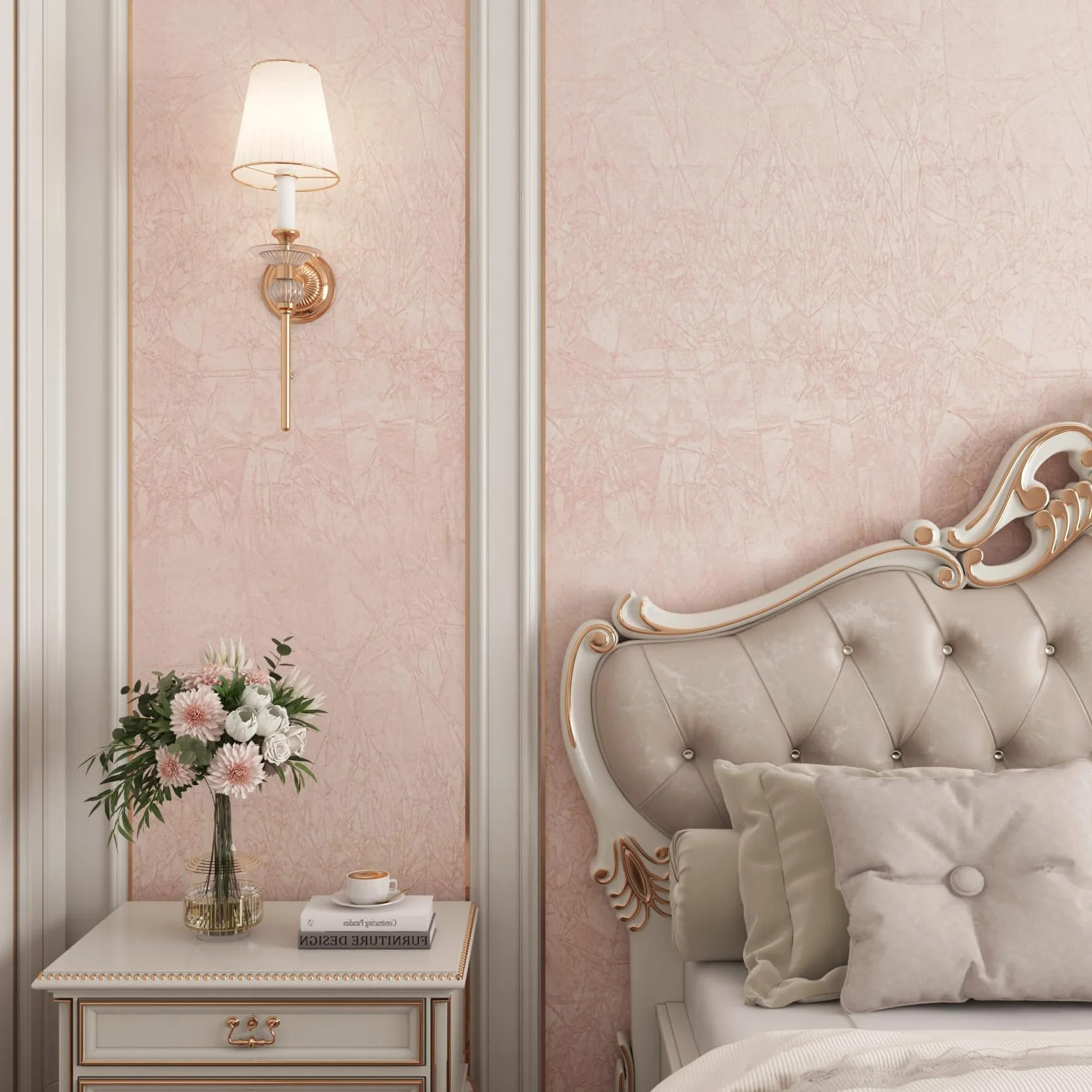 YENHOME Tapeta aksamitna samoprzylepna różowa 40 x 200 cm flokowana folia do mebli