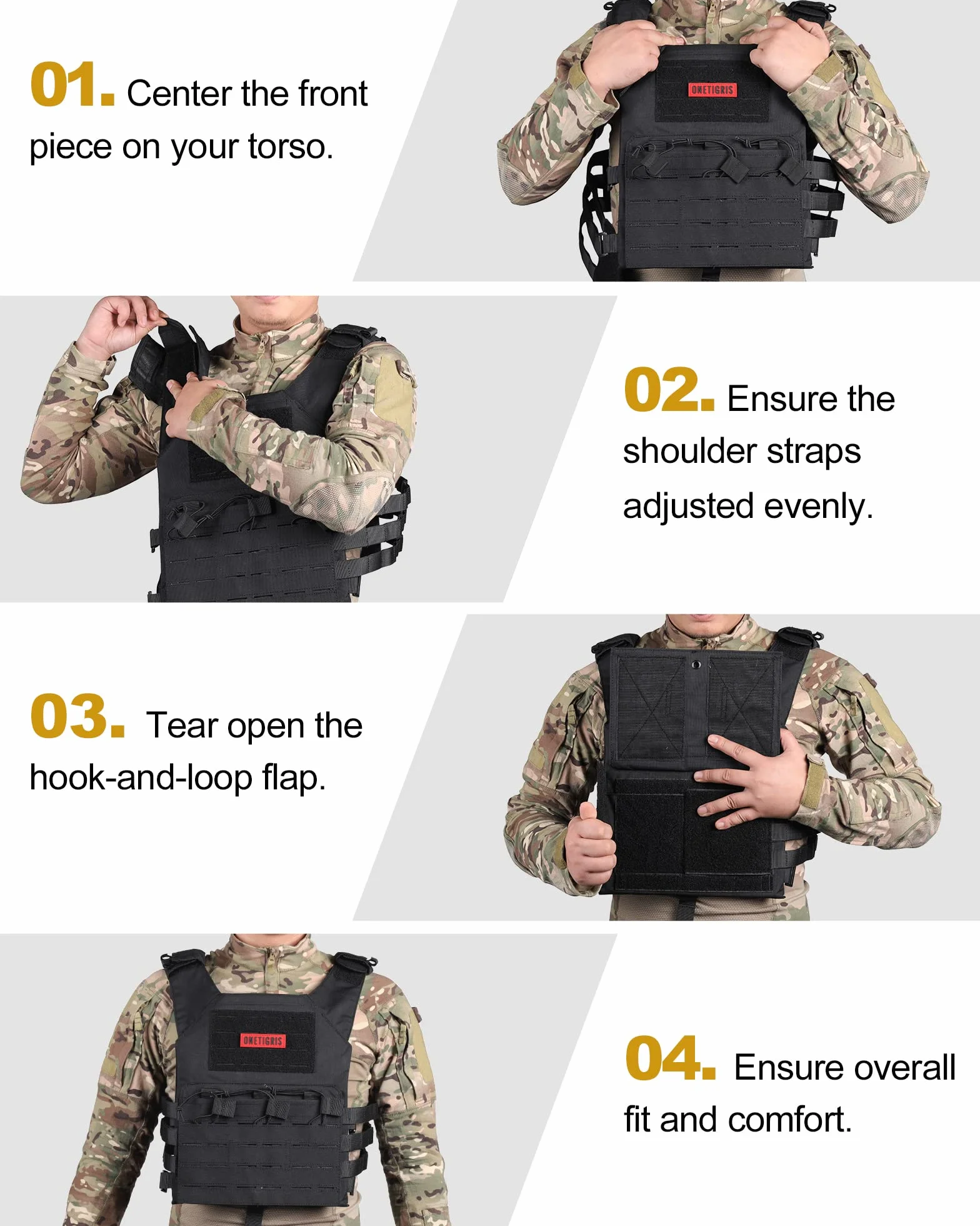 OneTigris lekka kamizelka taktyczna LCPC Laser Cut Carrier, kamizelka płytowa, opakowanie wielokrotnego użytku