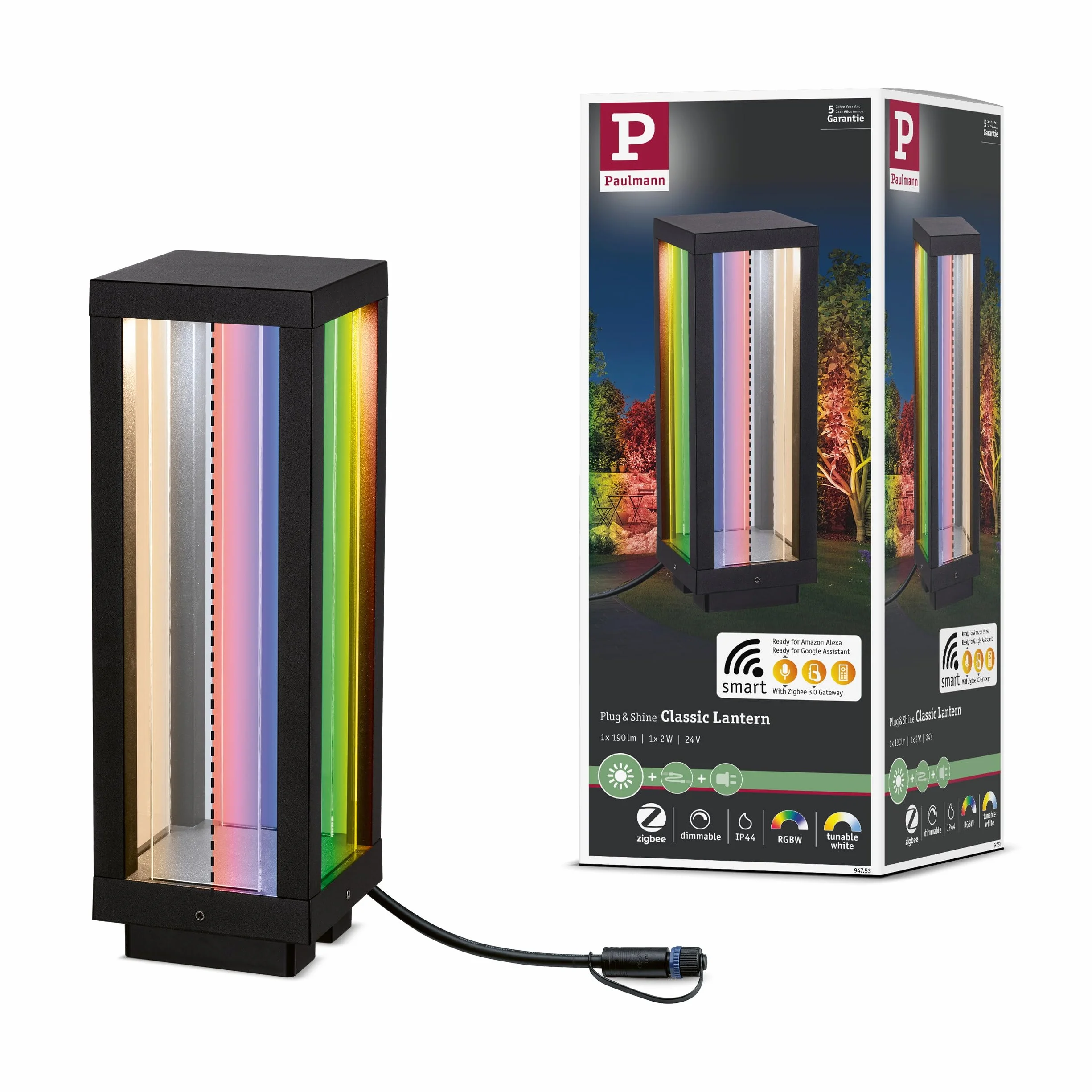 Paulmann Classic Lantern LED obiekt świetlny Smart Home Zigbee IP44 2W 90lm 300mm antracyt RGBW