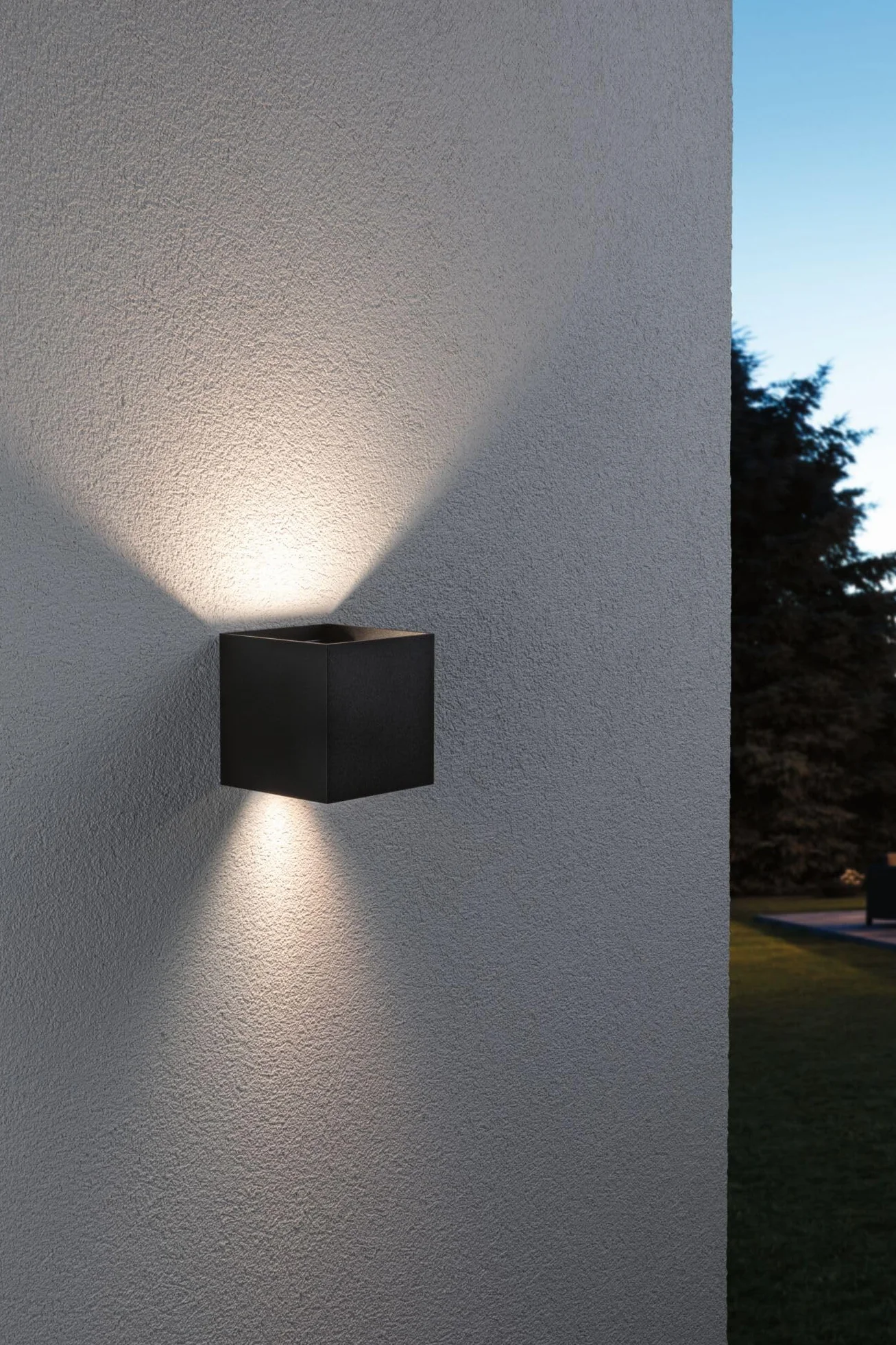 Paulmann 94847 LED oprawa na ścianę zewnętrzną Cybo IP44 2x2,5W 2x150lm ściemniania 100x100mm antracyt aluminium RGBW