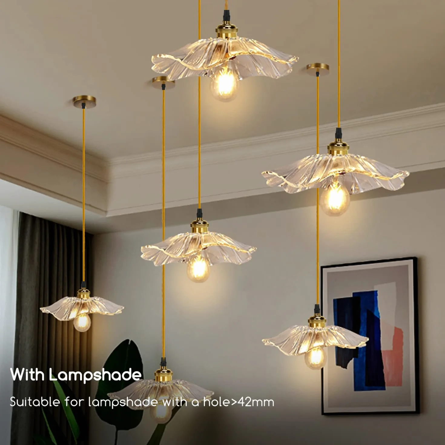 Aigostar Metalowy uchwyt na lampę wiszącą E27 vintage retro 100 cm brązowy