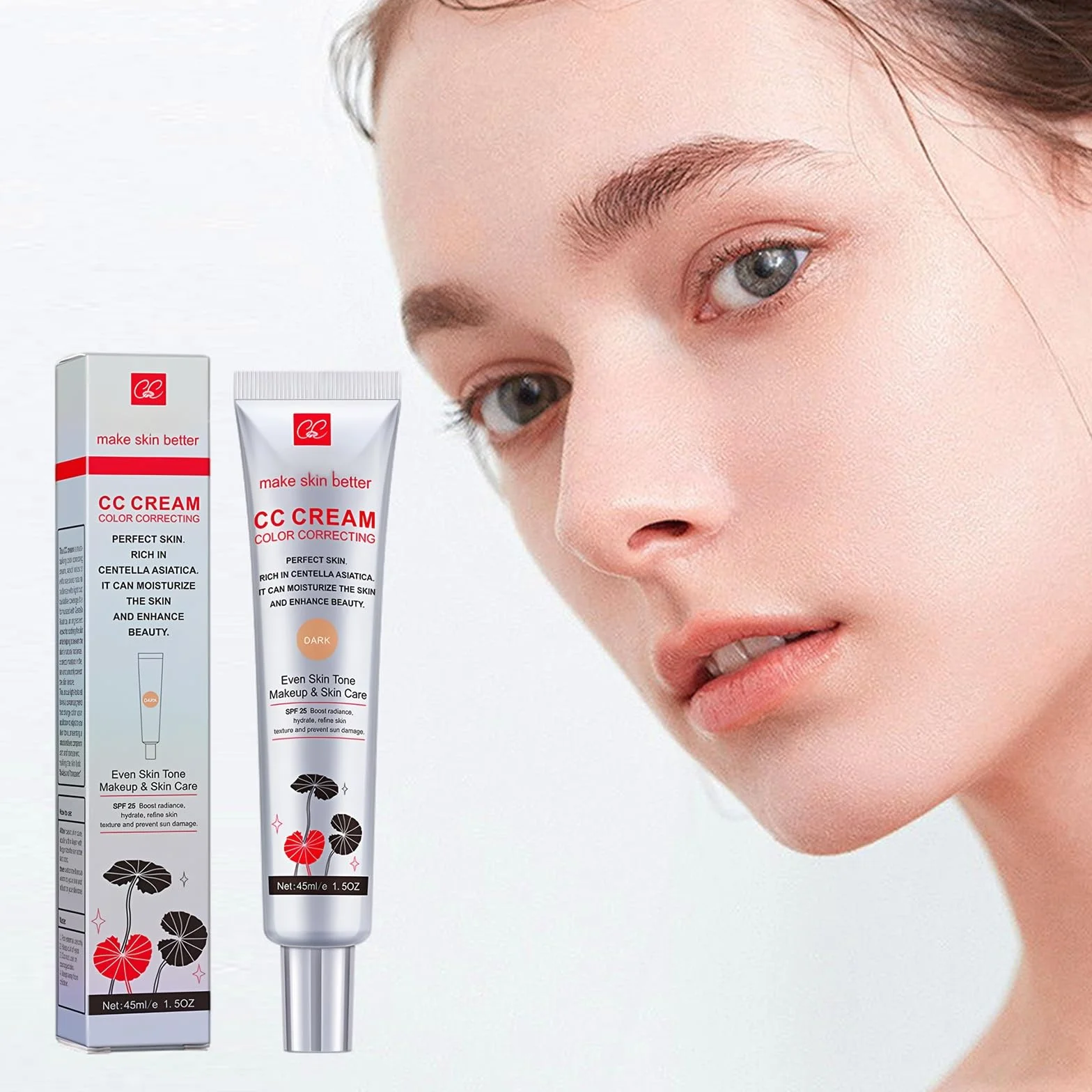 Centella Asiatica CC-Creme, CC Cream Fluid podkład do zakrywania niedoskonałości skóry, LSF 25+, do dostosowania kolorytu skóry, pełne pokrycie, korektor kolorów makijażu
