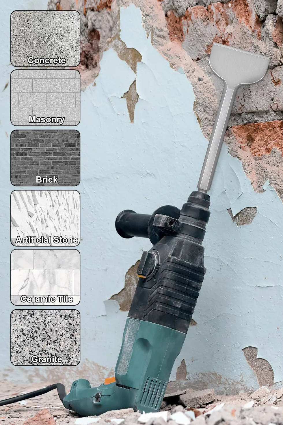 Lytool Dłuto SDS-Plus do płytek 250x40mm 280x100mm zestaw 2 sztuki
