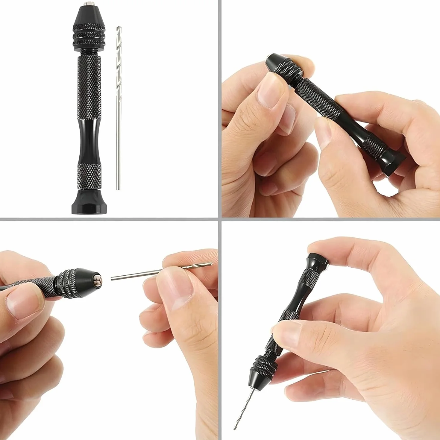 Mini wiertarka ręczna HSS 0,5-3 mm 25 wierteł antypoślizgowy korpus uchwyt 3 szczęki DIY