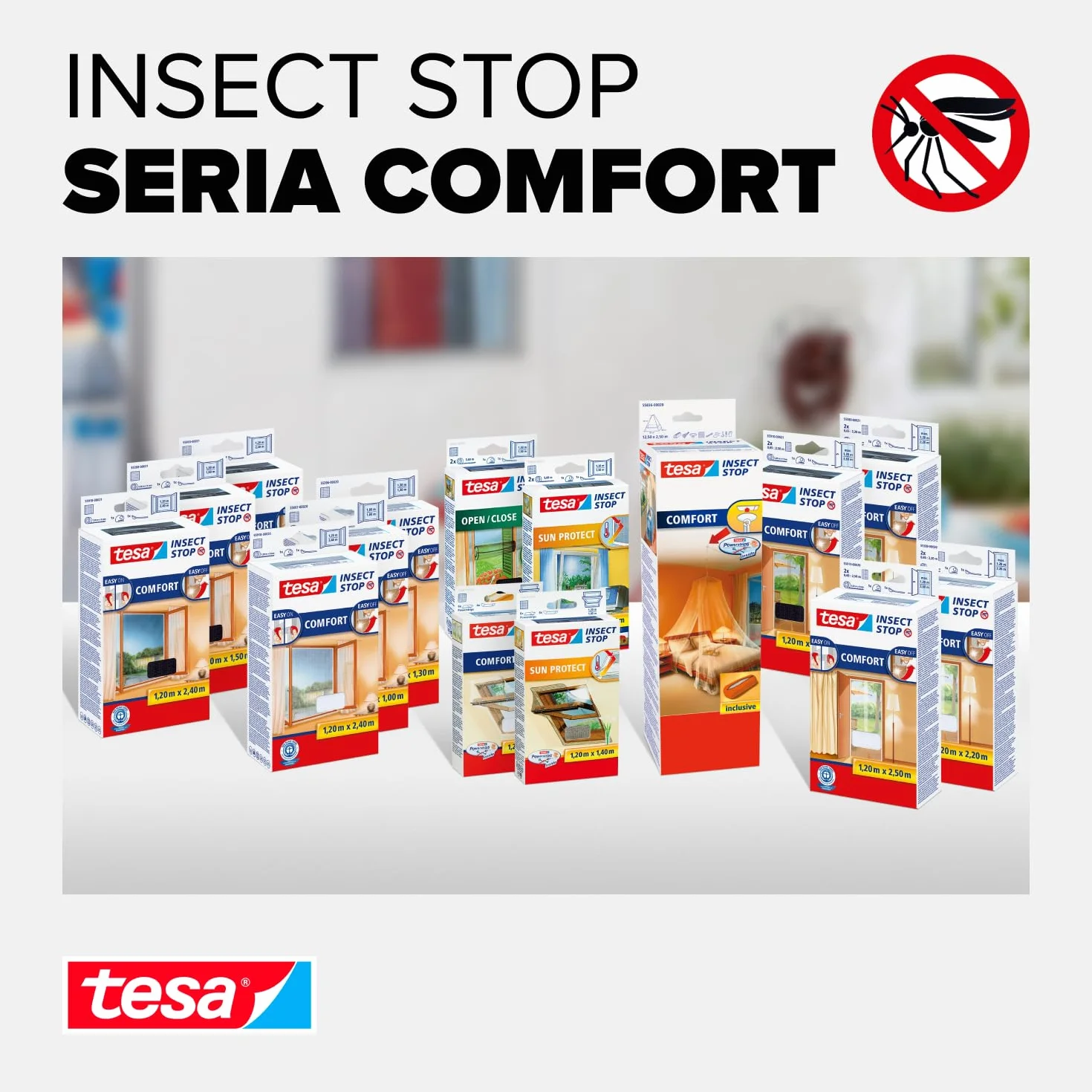 tesa INSECT STOP Fly Screen siatka na okna dachowe samoprzylepna 120 x 140 cm biały