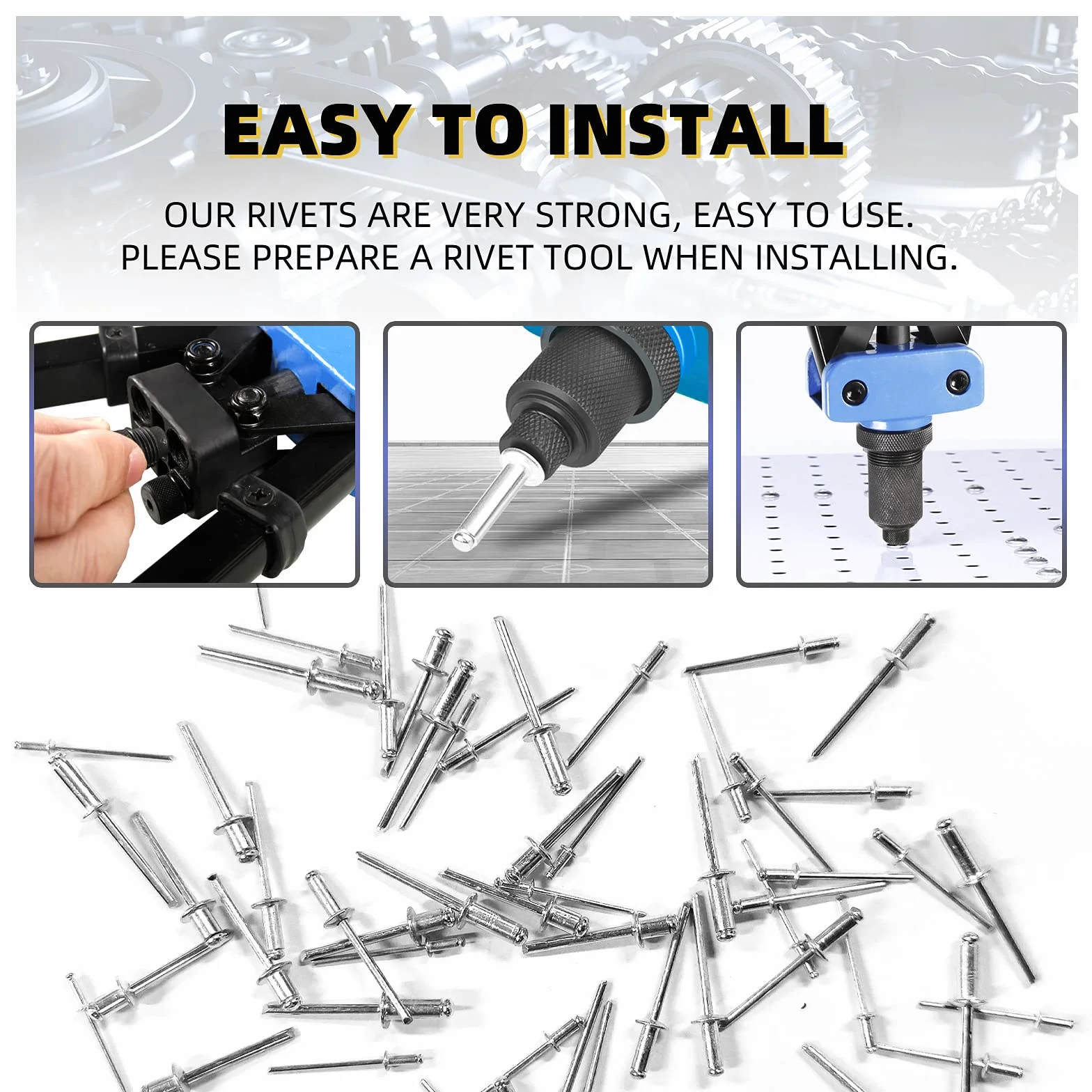 CCLIFE Zestaw 1000 sztuk nity aluminiowe ślepe nity poprzeczne nity stalowe 2,4-3,2-4-4,8mm