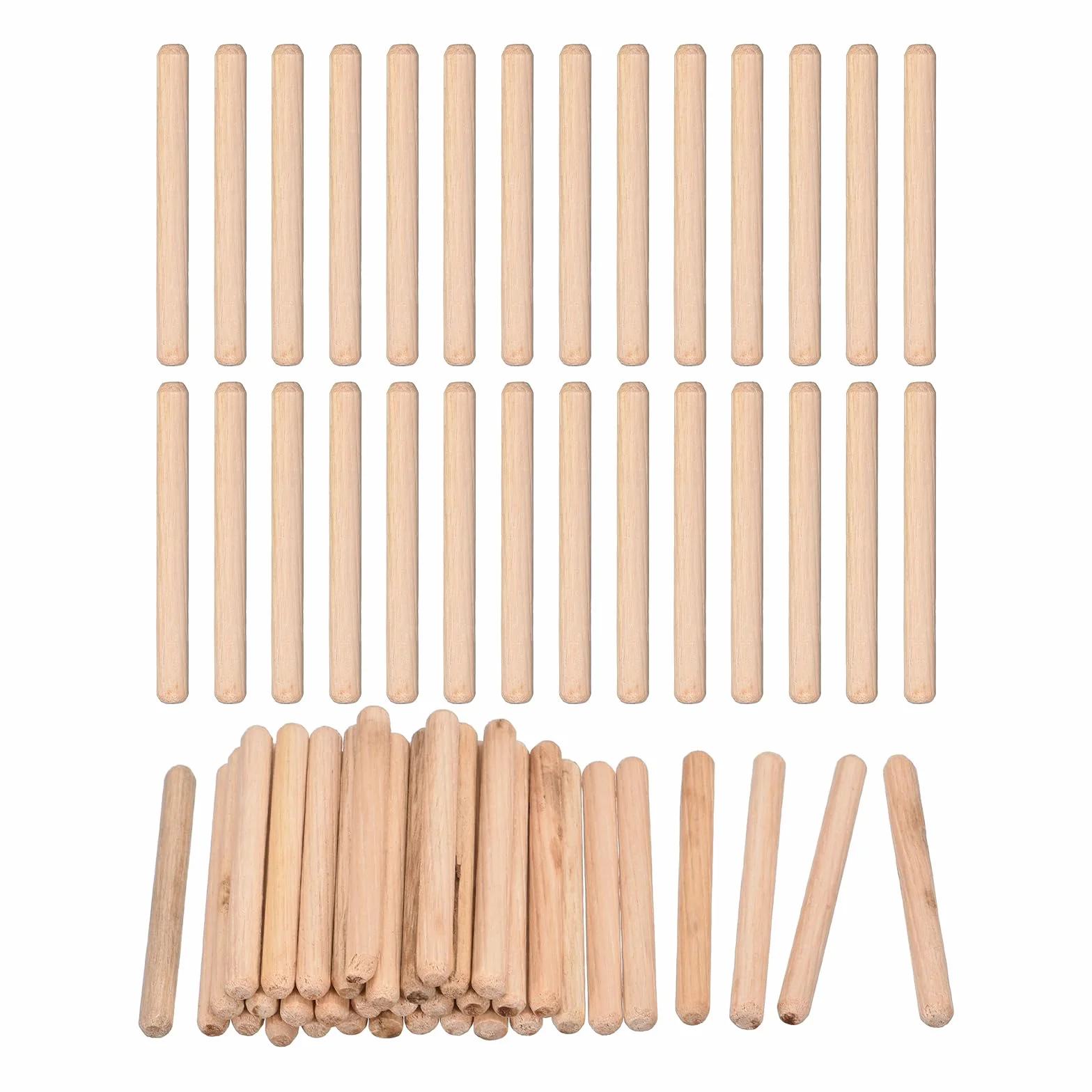 Kołki drewniane 6 x 60 mm rowkowane skośne końce twarde drewno do obróbki drewna 90 szt.