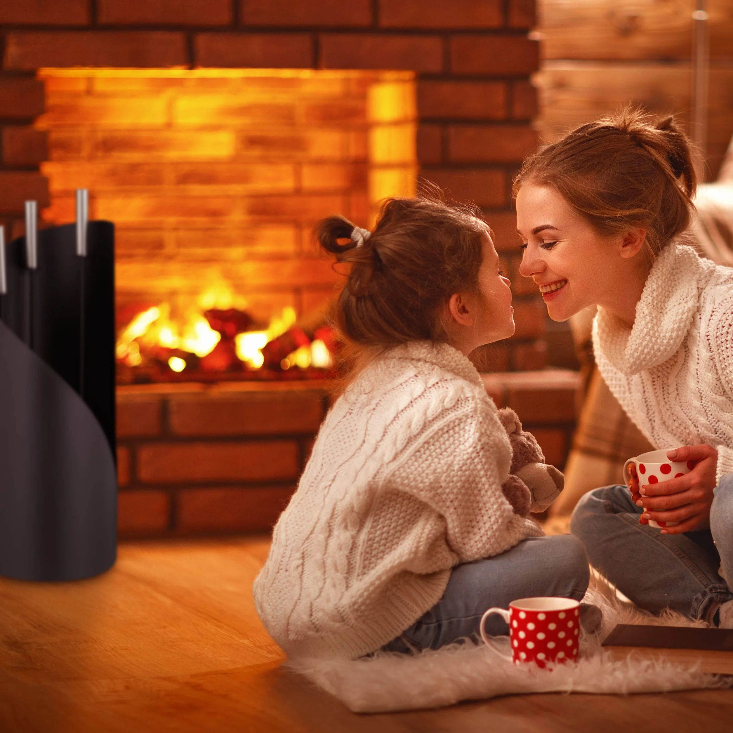 Relaxdays Zestaw Przyborów Kominkowych 4 Części Czarny Srebrny