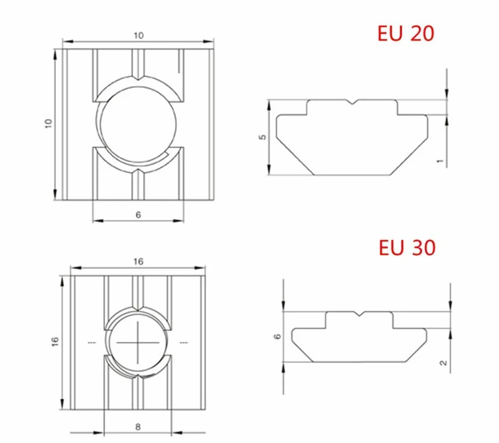 Nutenstein Kohlenstoffstahl Europäischer Standard T Nut Mutter 50 Stück für Aluminiumprofil (20Typ-M5)