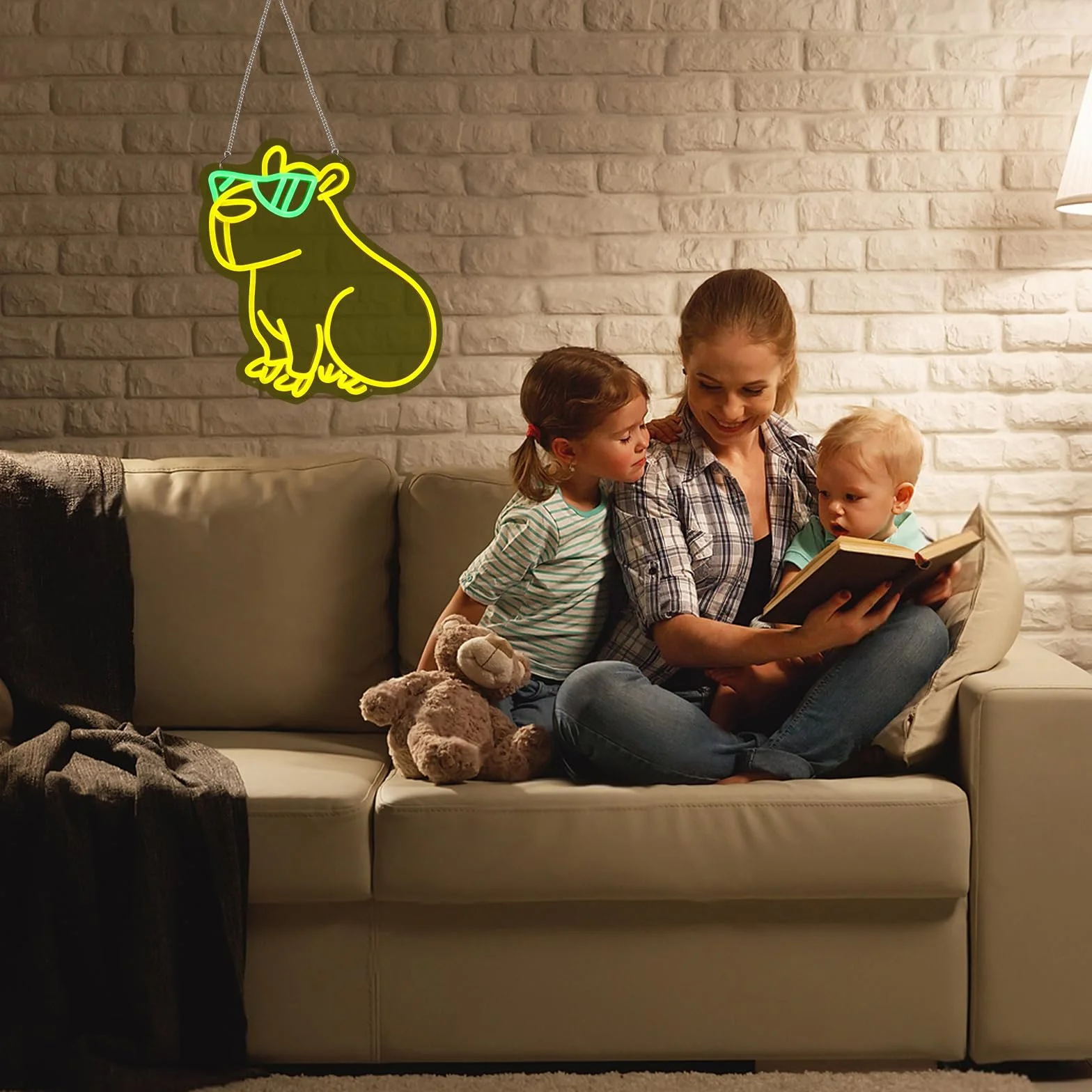 Lotvic Kapibara Neon Kapibara neonowe światło nocne zasilane przez USB, neonowe światło LED, do sklepu, pomysł na prezent urodzinowy dla dzieci