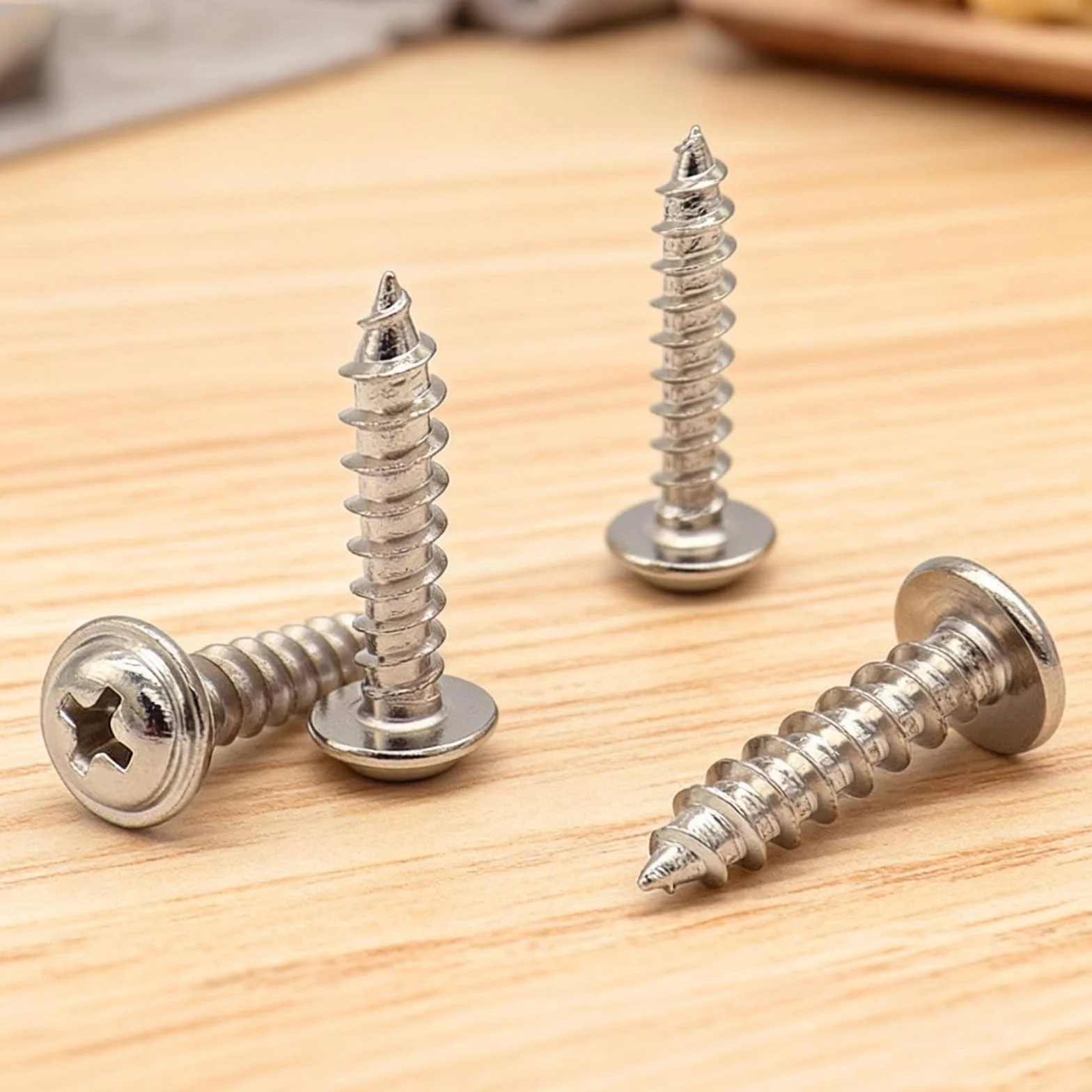 Śruby Samogwintujące Stal Nierdzewna A2 V2A M3x16mm, łeb Płaski z Podkładką, Gniazdo Krzyżakowe