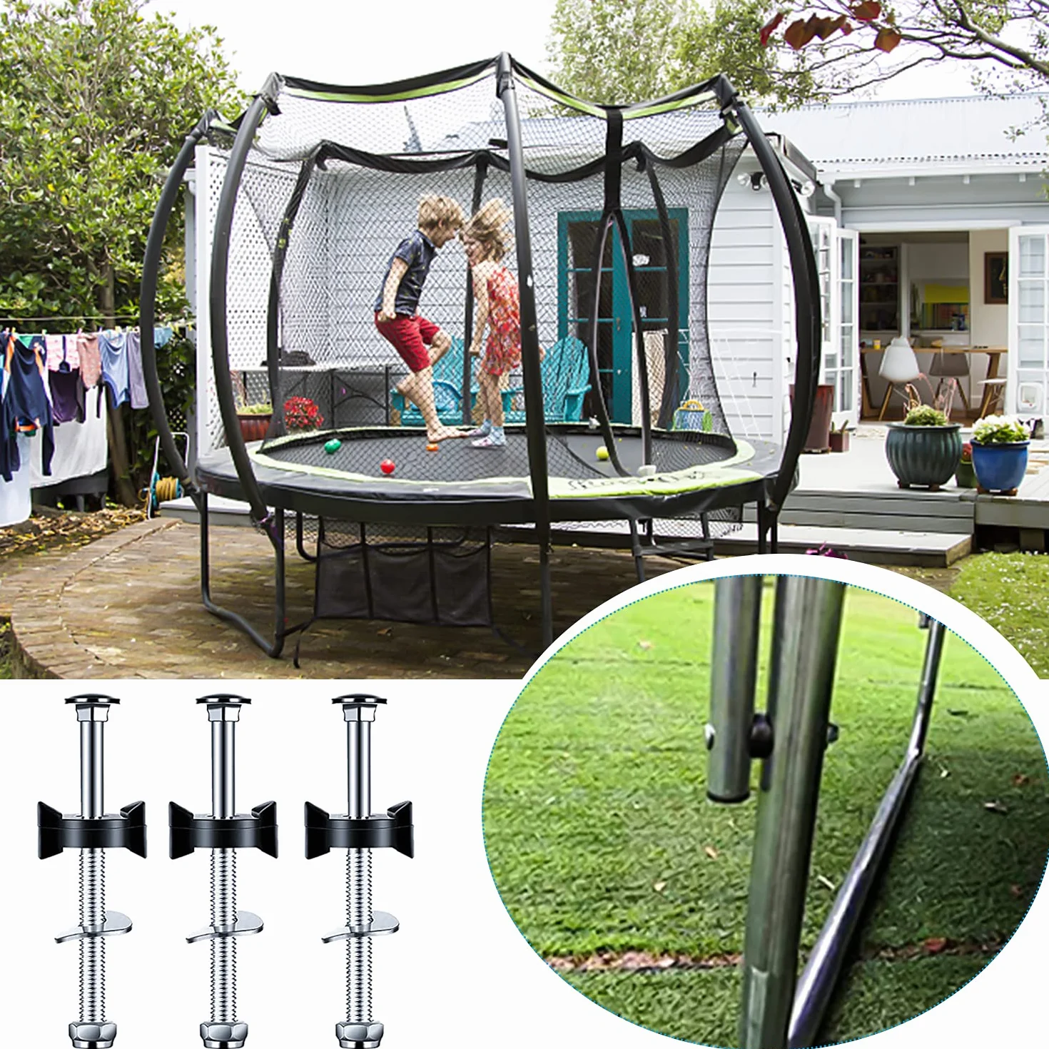 GIAK Akcesoria do trampoliny, śruby do mocowania, 10 sztuk