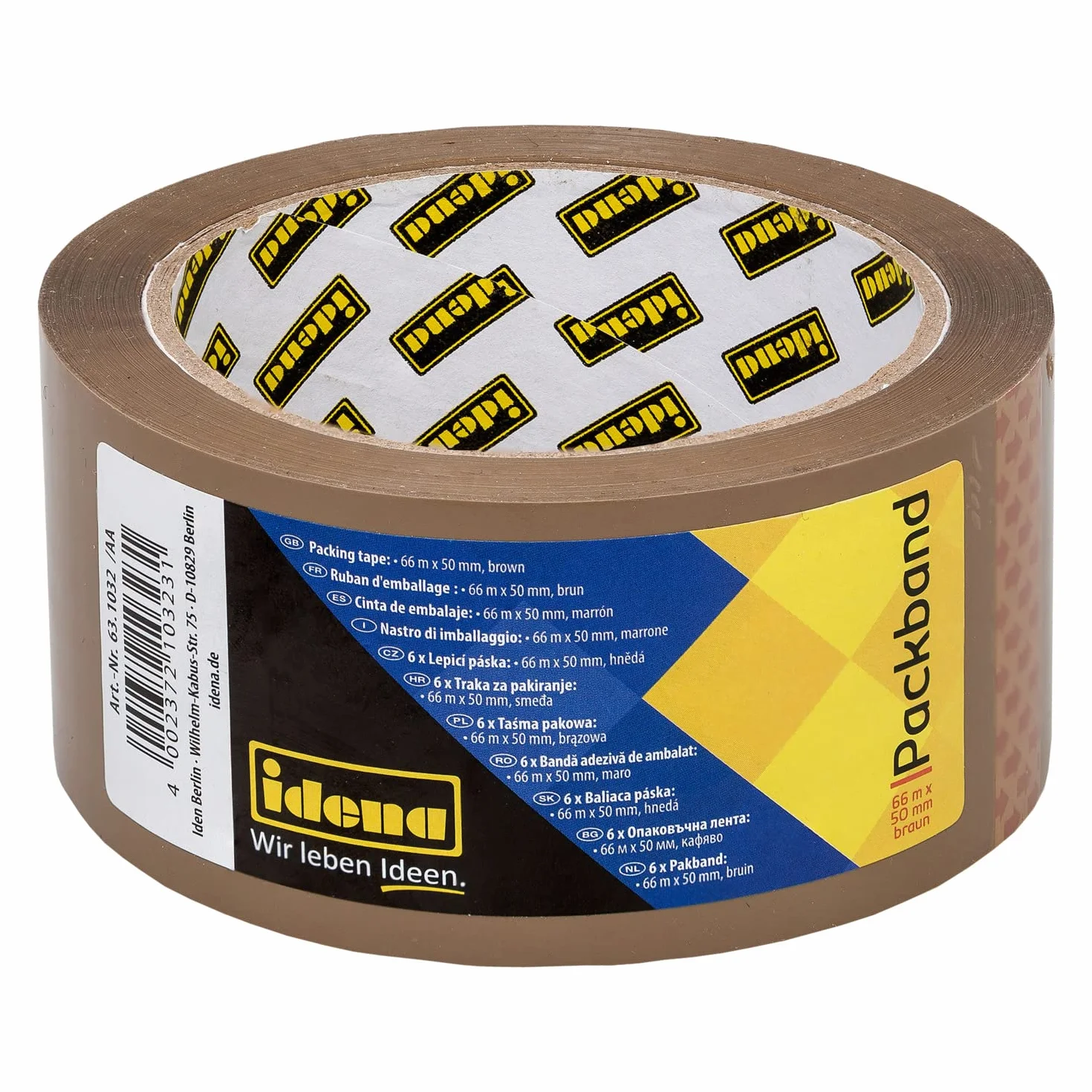 Idena Taśma klejąca brązowa 50 mm x 66 m 1 rolka cichej taśmy
