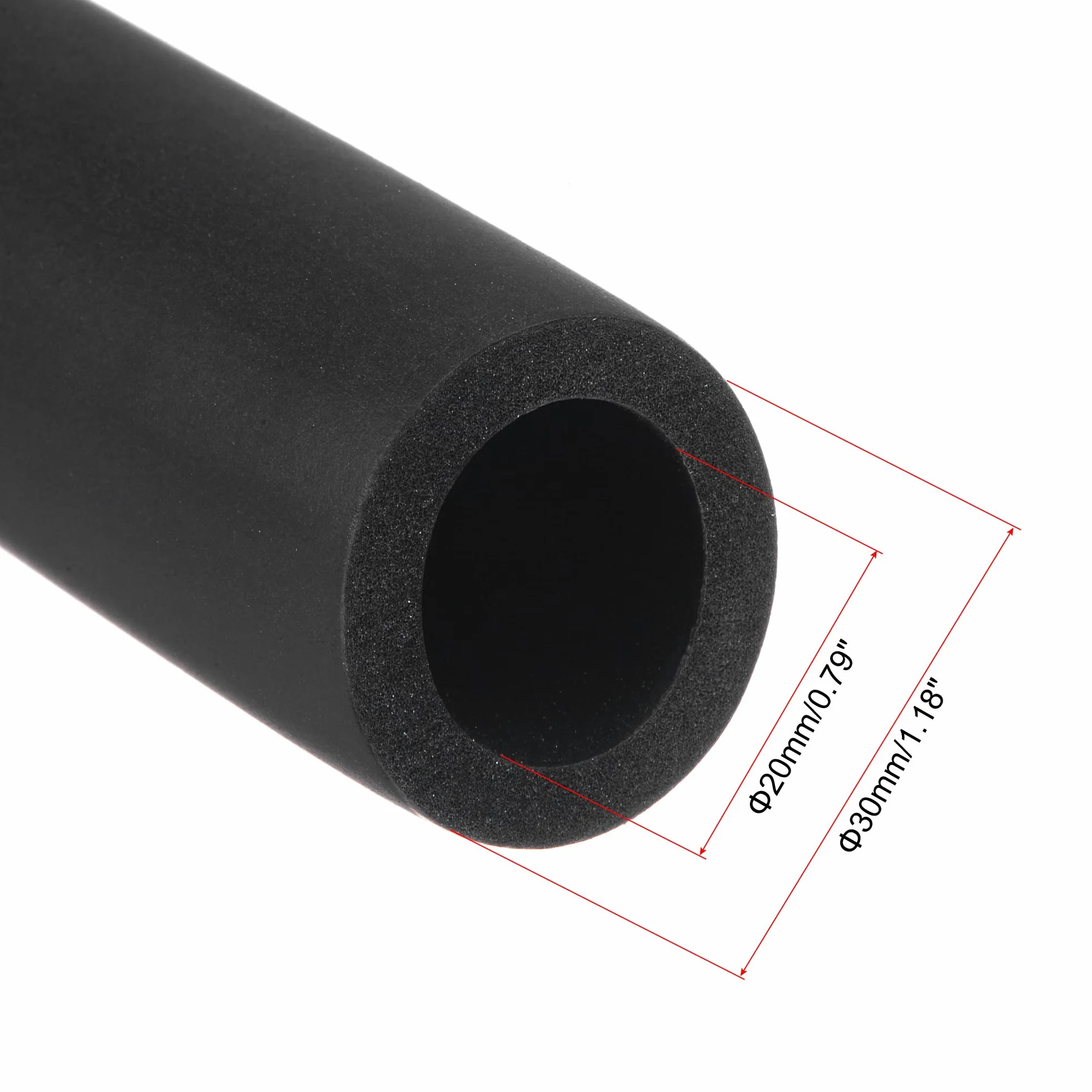 sourcing map Wąż piankowy do wspornika uchwytu izolacja rur 20 mm (2") ID 30 mm zewnętrzna średnica 1 m długość czarny
