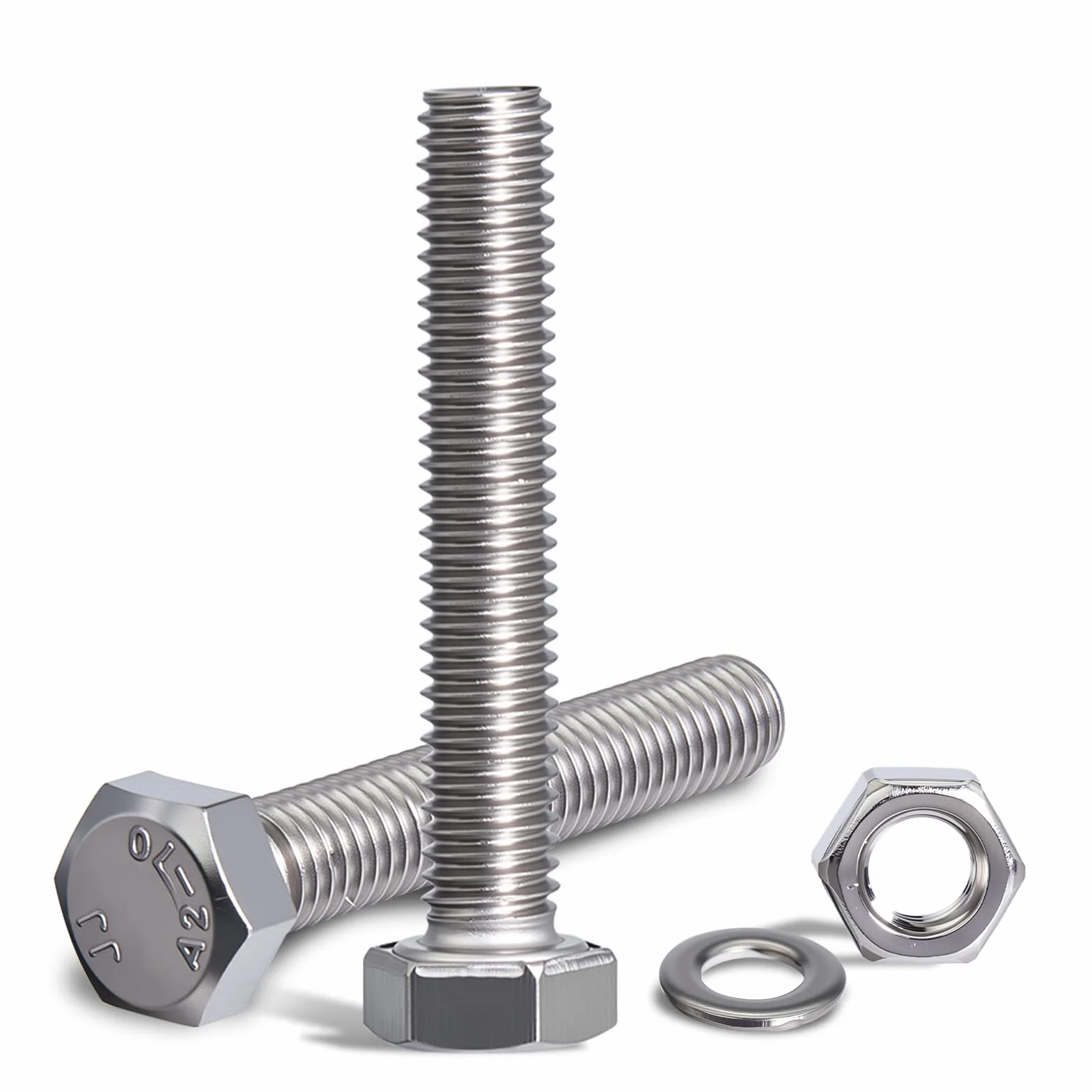 Zestaw śrub z łbem sześciokątnym M5 x 10 mm, nakrętki M6 DIN 933, stal szlachetna A2 V2A, pełny gwint