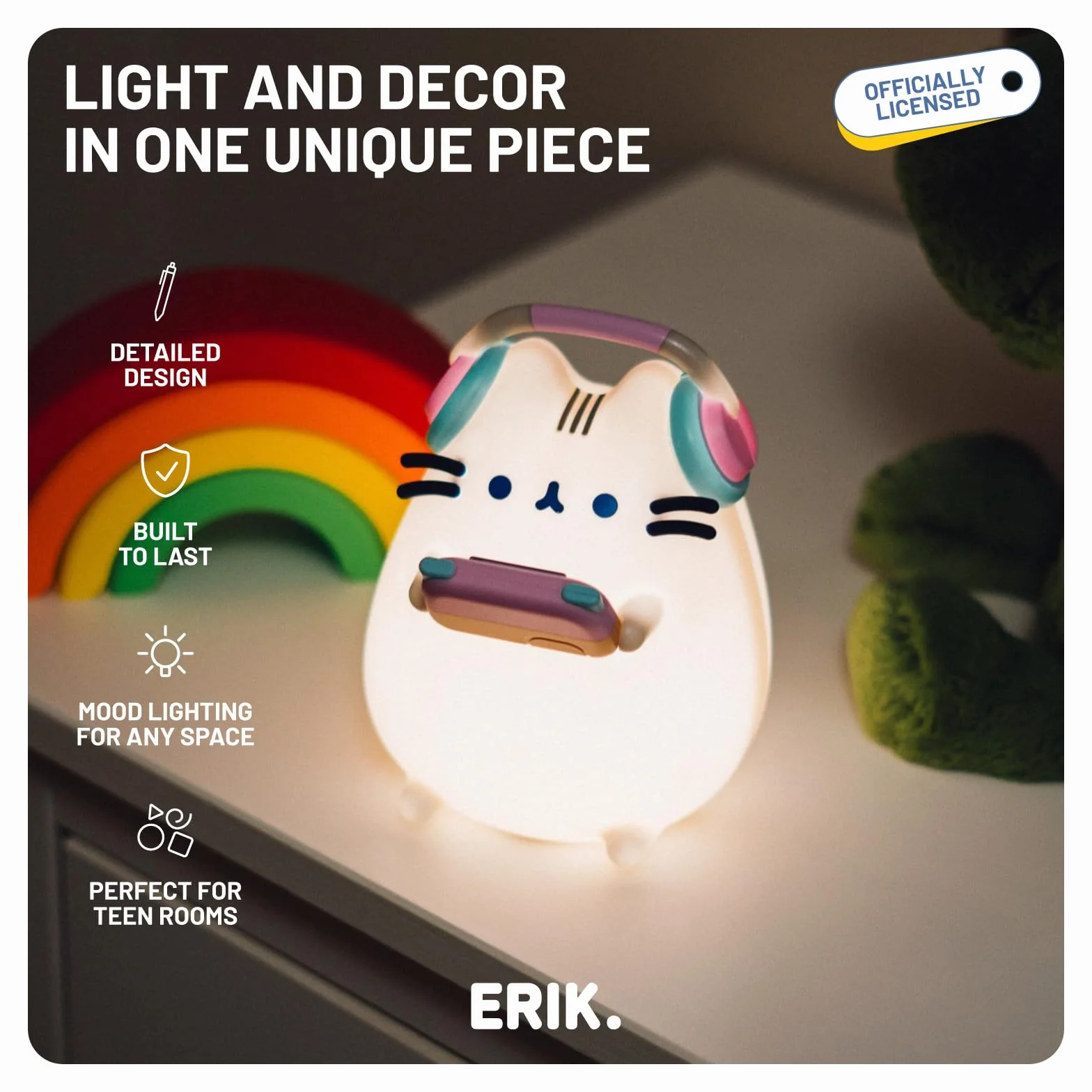 Grupo Erik Pusheen The Cat Lampa dekoracyjna zasilana bateriami lub USB Lampka nocna dla dzieci