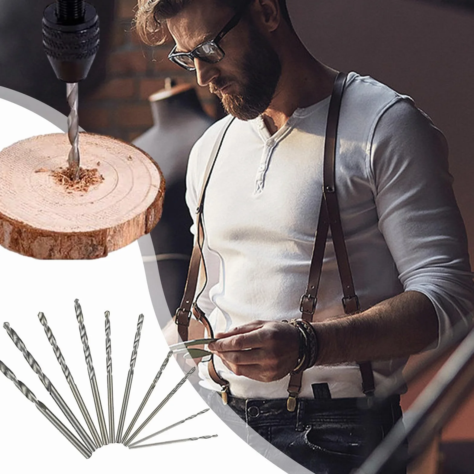 Precision Hand Twist Drill Jewelry Making Tool with Adjustable Chuck Screw Bits for Wood Metal Resin Craft