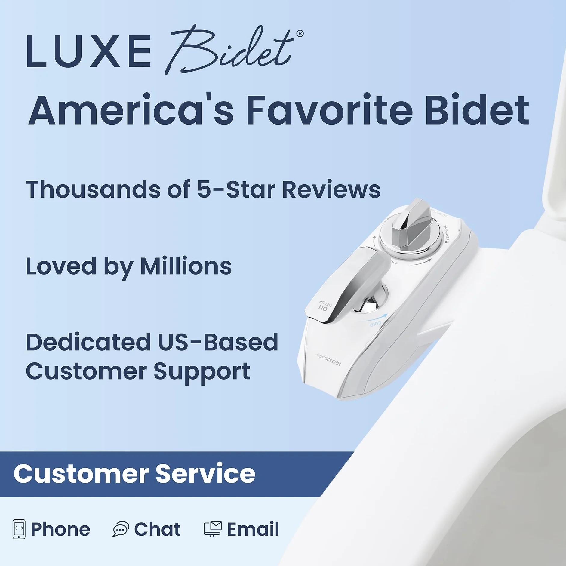 LUXE Bidet NEO 320 Plus mocowanie deski sedesowej chromowane z zawiasami EZ-Lift podwójnymi dyszami samoczyszczenie 360°