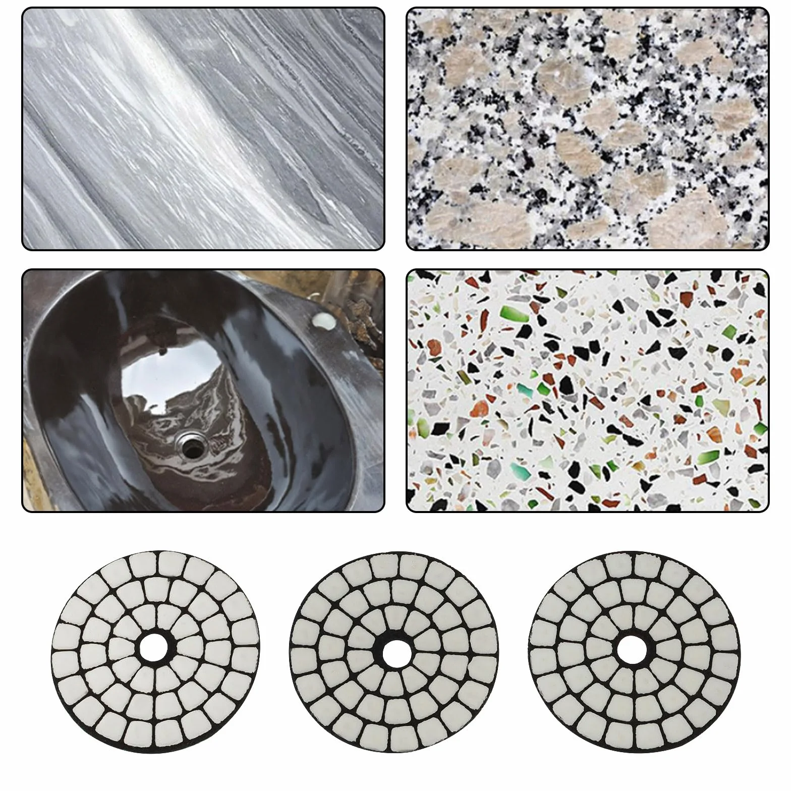Suche diamentowe podkładki polerskie 55 mm 50# 200# 400# 800# 1500# 3000# do granitu kamienia