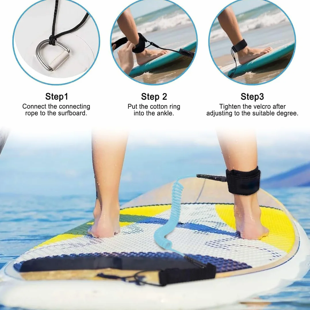 Smycz SUP 10 stóp, smycze bezpieczeństwa surfingowego dla dorosłych, smycz surfingowa, spiralna leash SUP TPU, regulowana smycz surfingowa do kajakarstwa longbooard