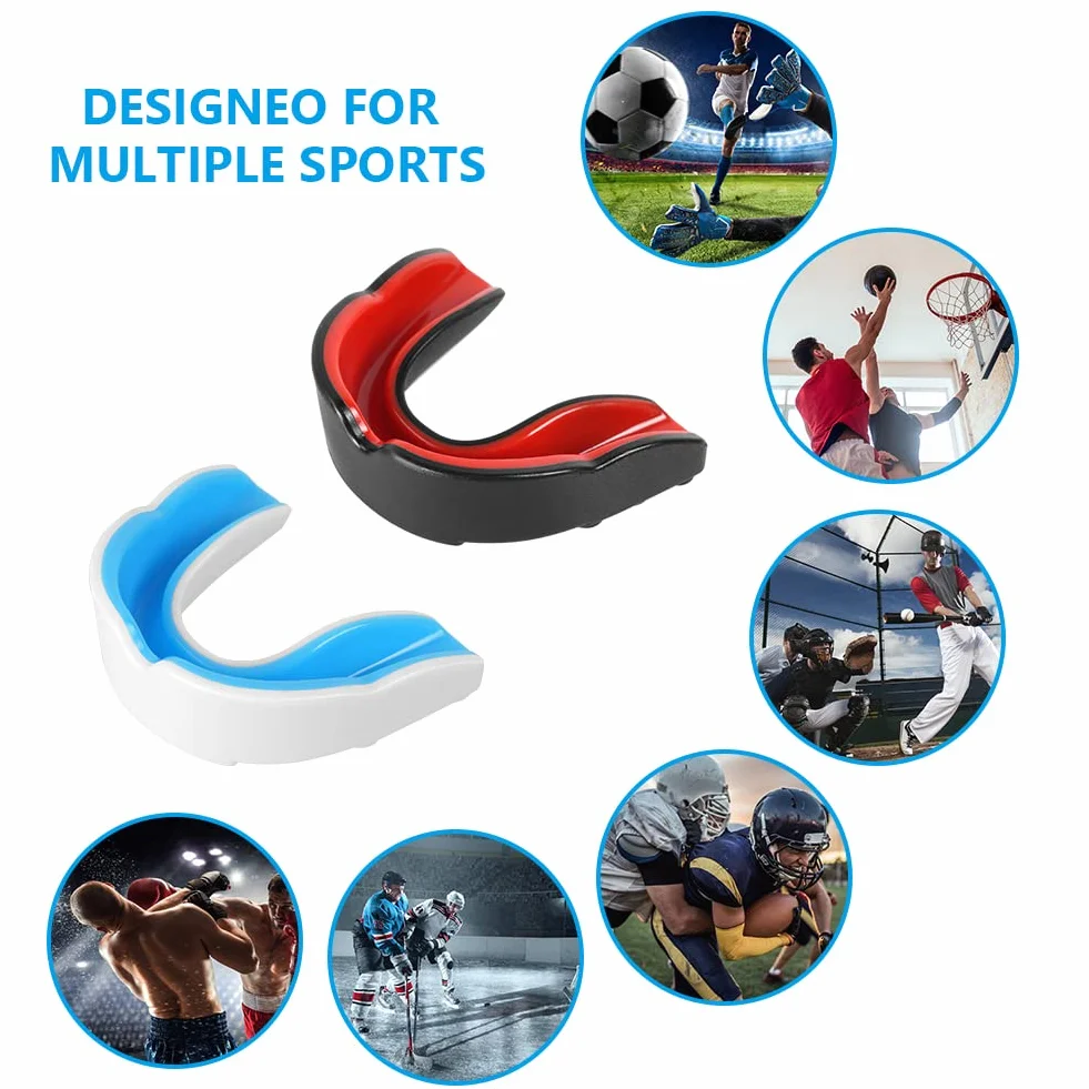Flintronic 2 szt. ochraniacz na zęby dla dorosłych, sportowy ochraniacz na zęby z etui, do rugby, boksu, sztuk walki, hokeja, MMA, karate, taekwondo i innych sportów kontaktowych (czarno-czerwony +