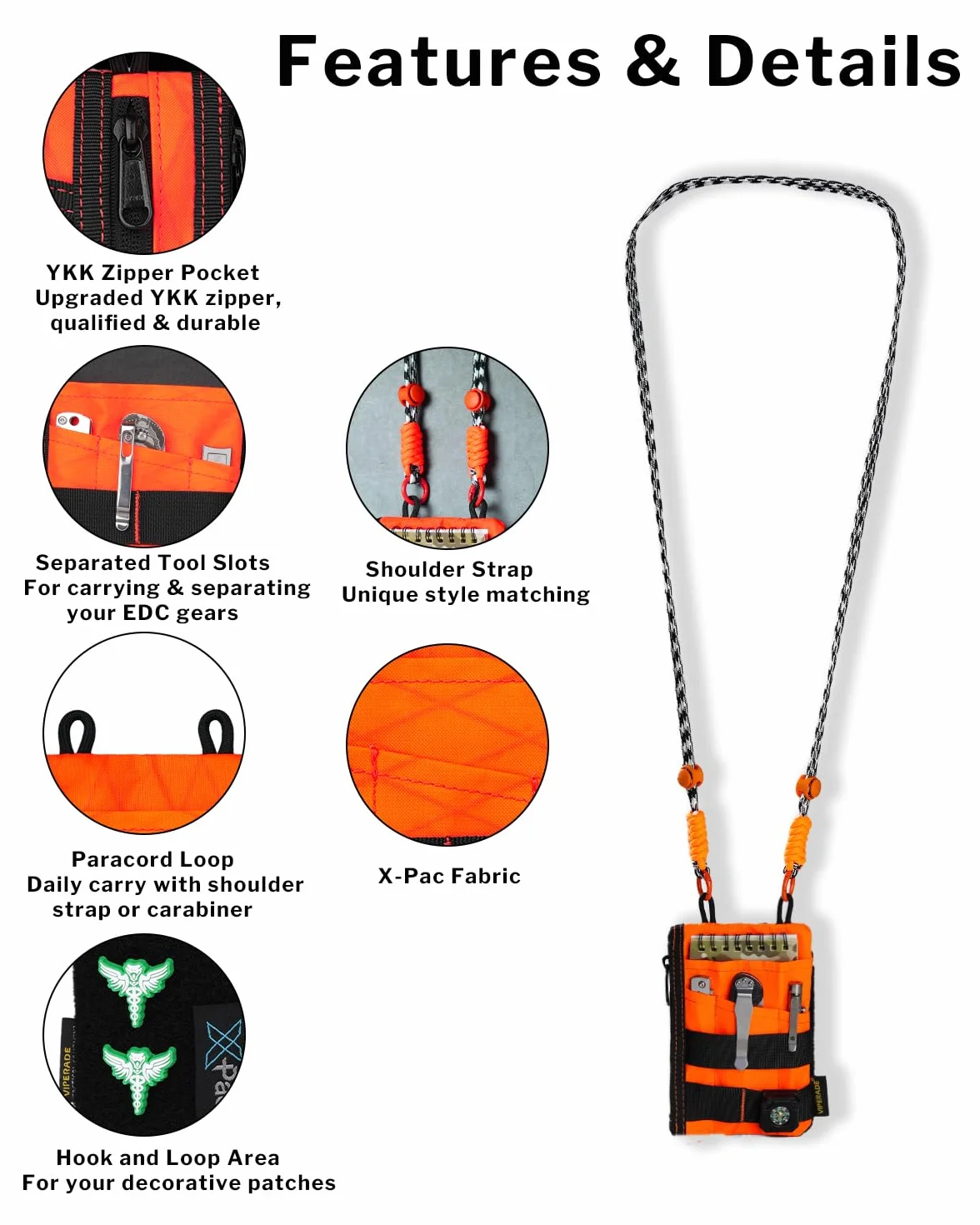 VIPERADE VE16R EDC kieszonkowa torba organizer z paskiem, 5 kieszeni, X-pac Hot