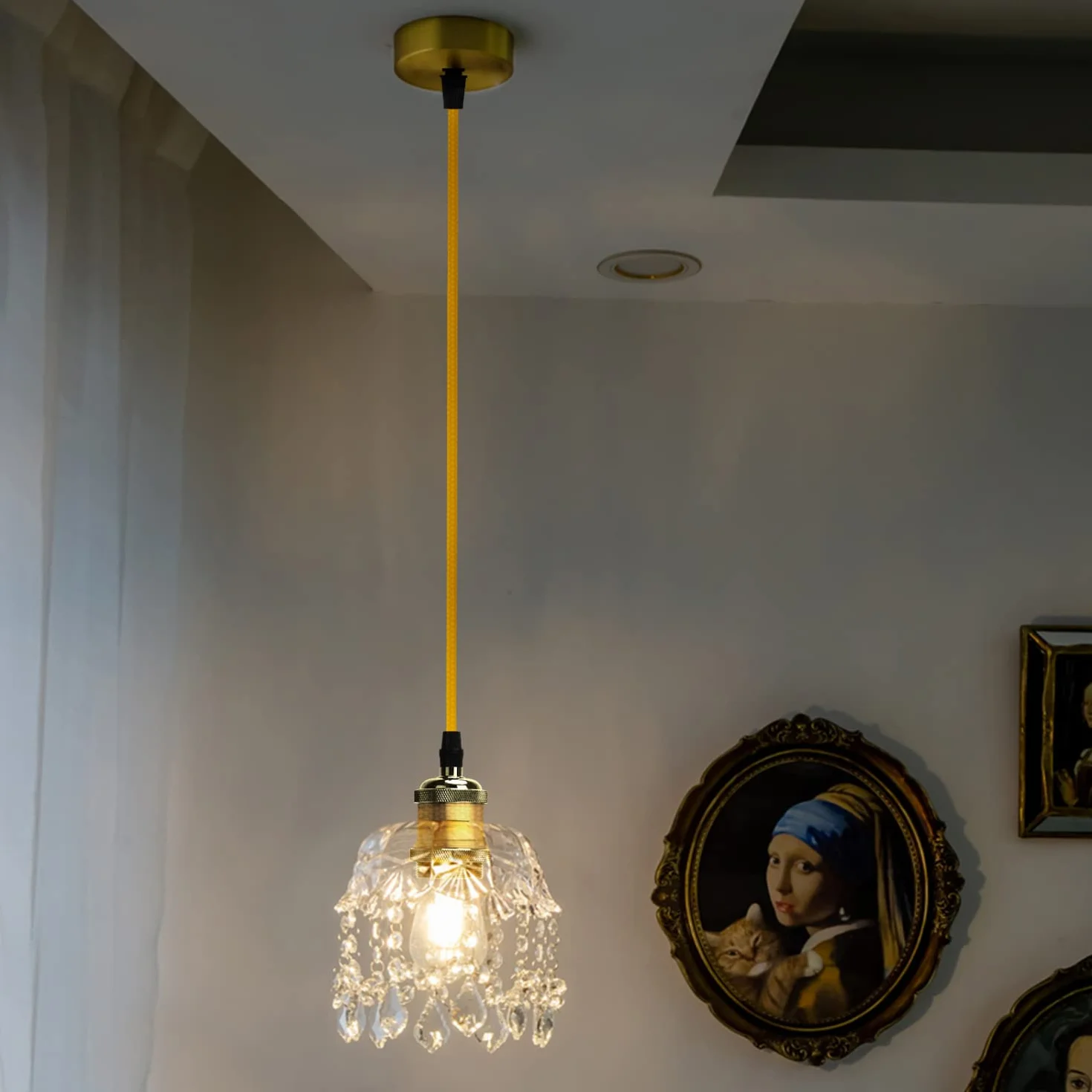 Aigostar Metalowy uchwyt na lampę wiszącą E27 vintage retro 100 cm brązowy