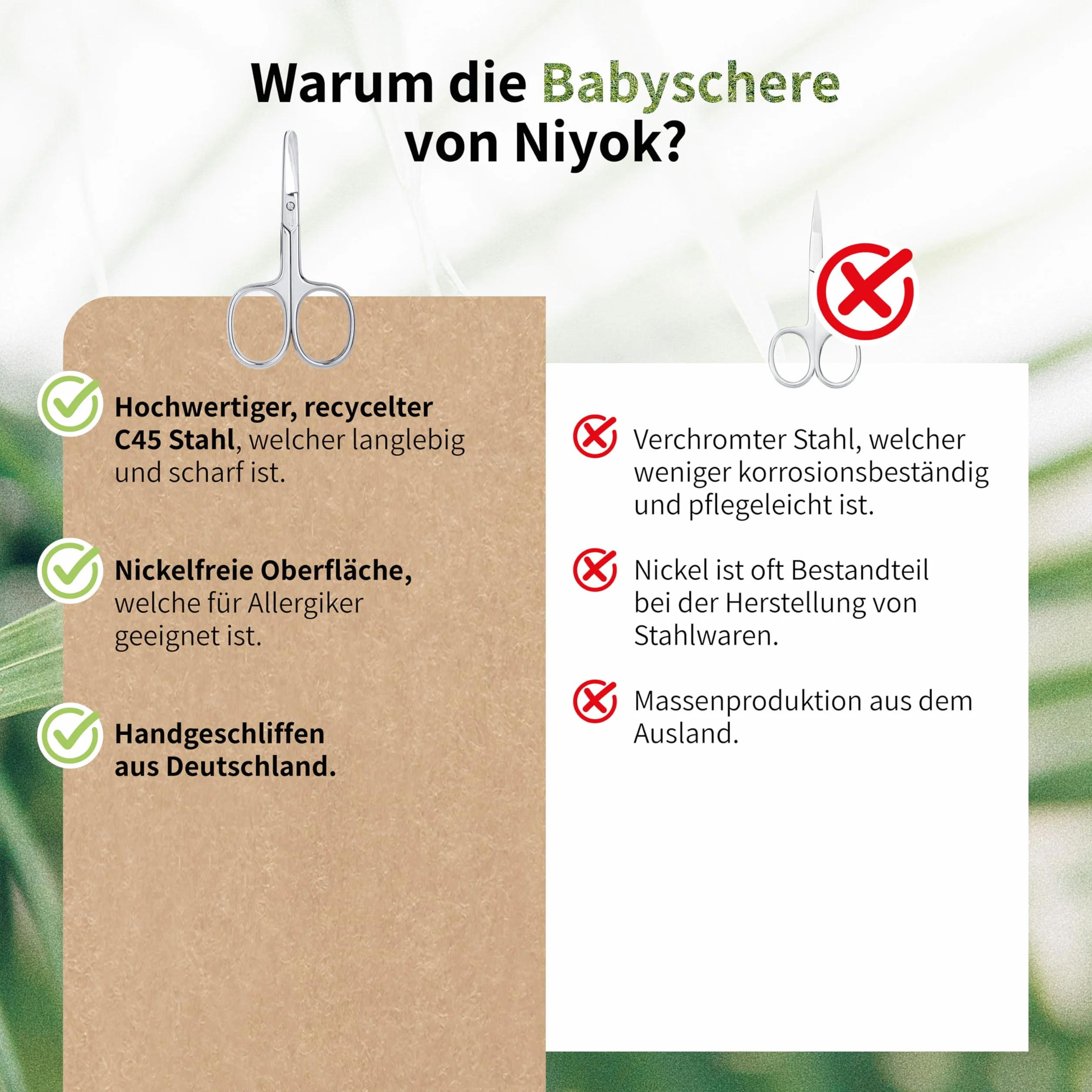 Niyok® Nożyczki do paznokci dla niemowląt z powłoką bezniklową • Zaokrąglone nożyczki do paznokci dla niemowląt i dzieci • Bezpieczne i precyzyjne • Do delikatnej pielęgnacji paznokci niemowląt •
