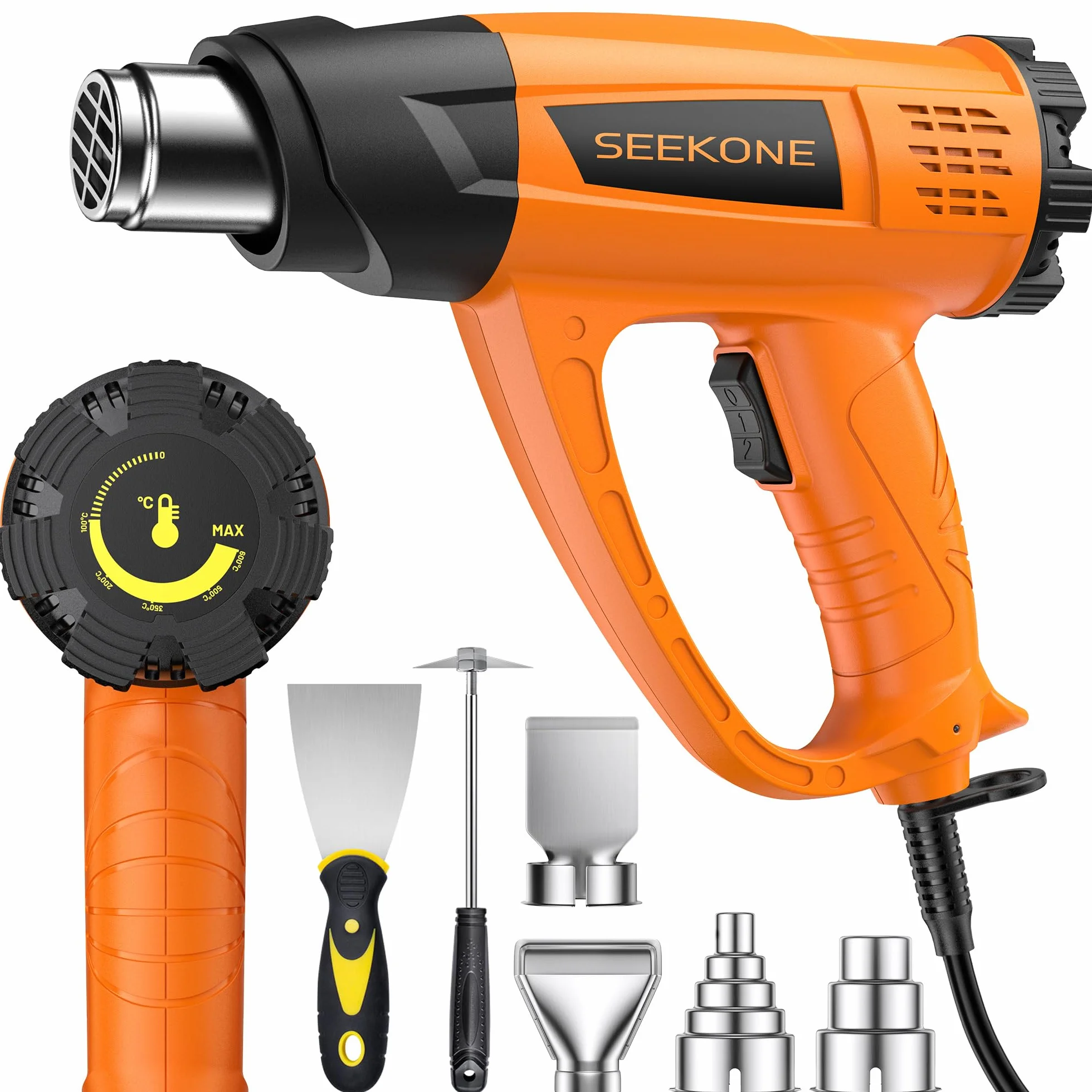SEEKONE Opalarka 2000 W zestaw pistoletu na gorące powietrze zmienna temperatura 60-600 ℃ 2 prędkości 4 dysze