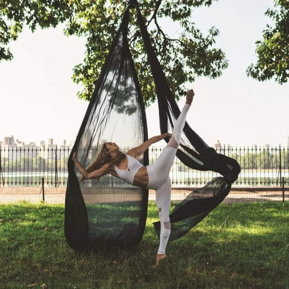 Yoga Swing Set - Aerial Yoga Hammock Kit Anti-Gravity Flying for Fitness, Low/Non Stretch Nylon Tricot Fabric Hardware Included for Dance