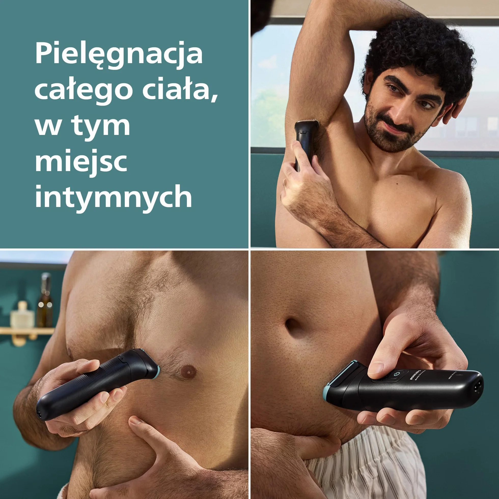 Philips Body Groomer Seria 5000 – trymer do ciała dla mężczyzn Triple Protect, Zapewnia golenie okolic intymnych, Trymer jest w pełni wodoodporny, a jego czas działania wynosi 100 minut; BG5485/30