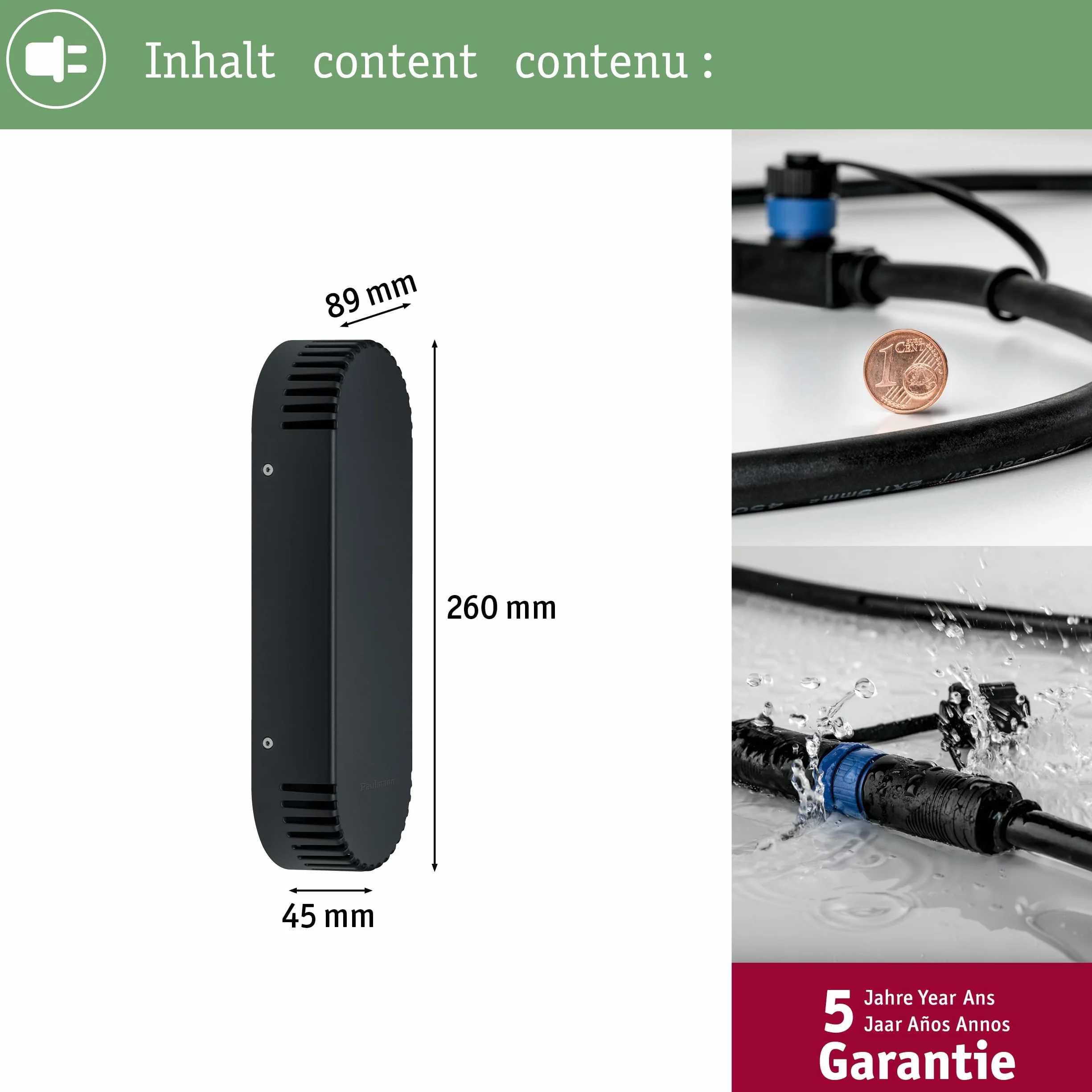 Paulmann 939.04 Outdoor Plug & Shine Cover tworzywo sztuczne 93904 transformator lampy zewnętrzne akcesoria