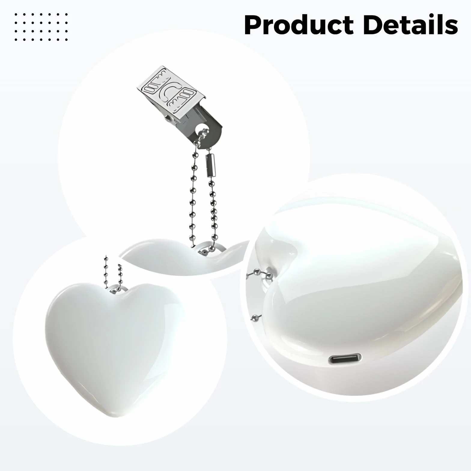 Lampka LED do torebki w kształcie serca 2 szt. ładowana przez USB kompaktowa biała