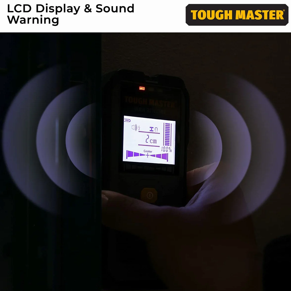 TOUGH MASTER Wyszukiwarka kołków ściennych 5 w 1 drewno metalowy lokalizator skaner ścienny LCD