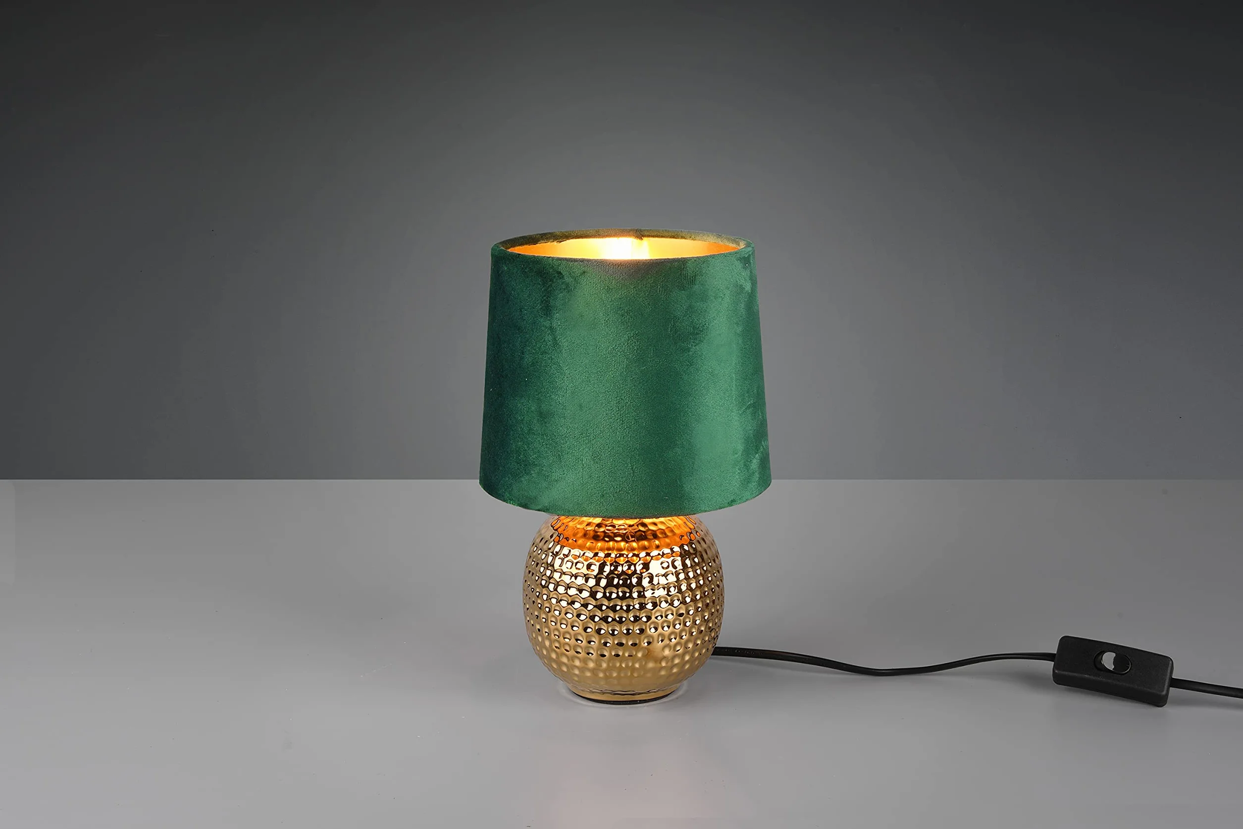 Reality Leuchten lampa stołowa Sophia R50821015 ceramika złoty aksamitny abażur E14 16 cm