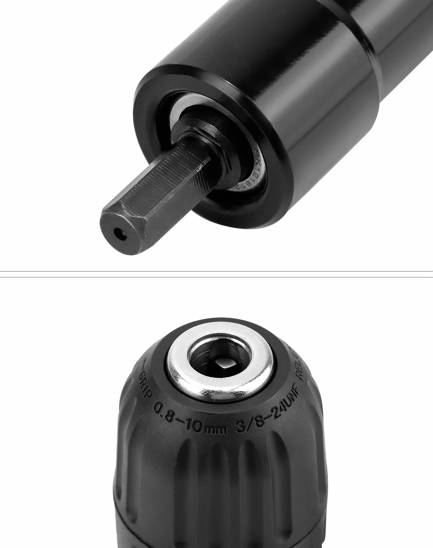 QWORK Przystawka do wiertarki kątowej, zakres mocowania 0,8-10 mm, uchwyt wiertarski 90 stopni, adapter do wiercenia pod kątem
