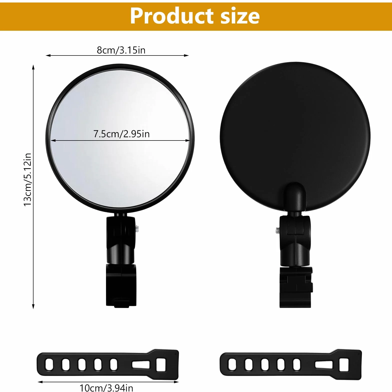 2 sztuki lusterka wsteczne do jazdy na rowerze, regulowane 360° wypukłe lustro HD, uniwersalne lusterko wsteczne lewe/prawe do skutera elektrycznego, czarne z ochroną przed uderzeniami