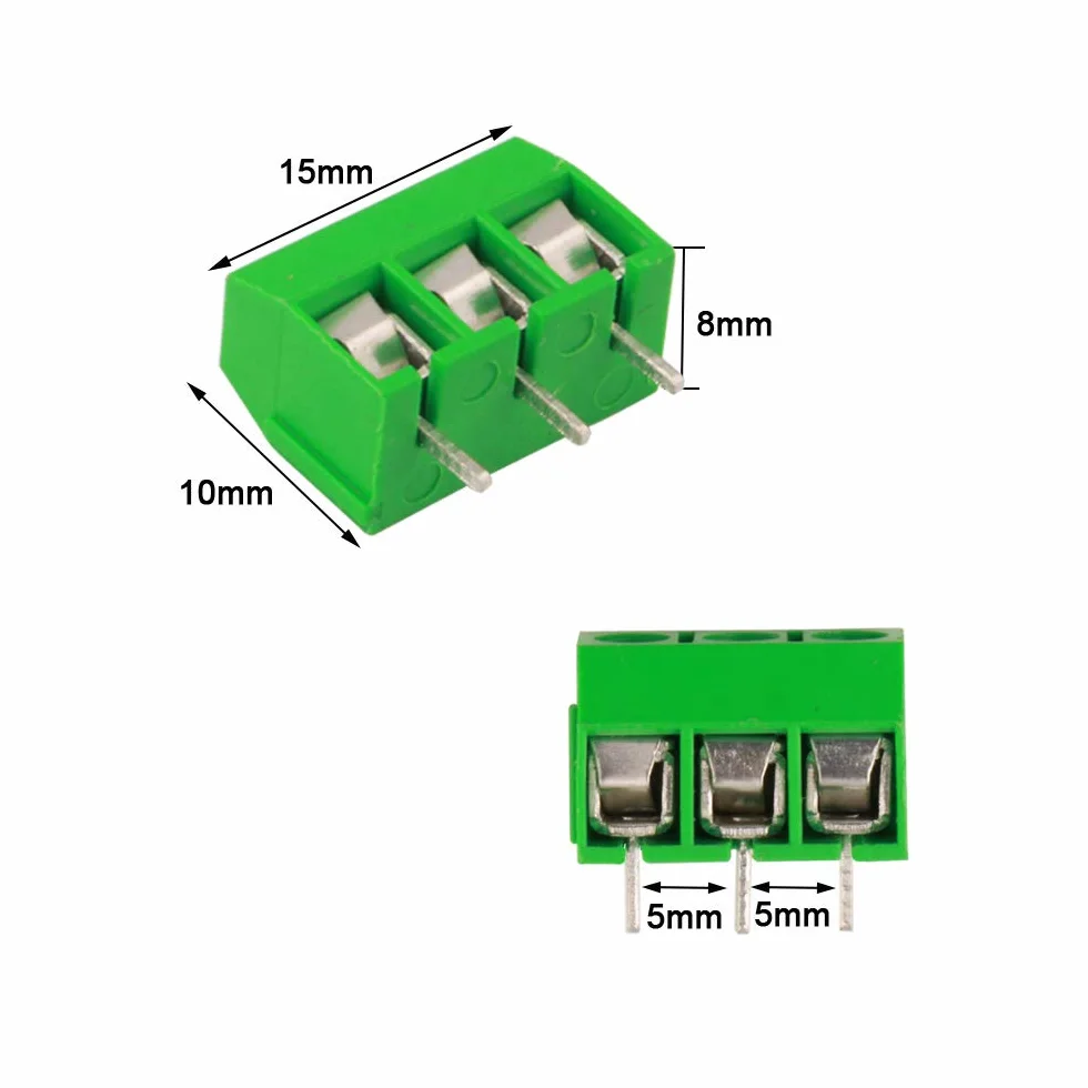 Zestaw 60 sztuk 3-pinowych złączy śrubowych PCB 5,08 mm zielony 10A 300V