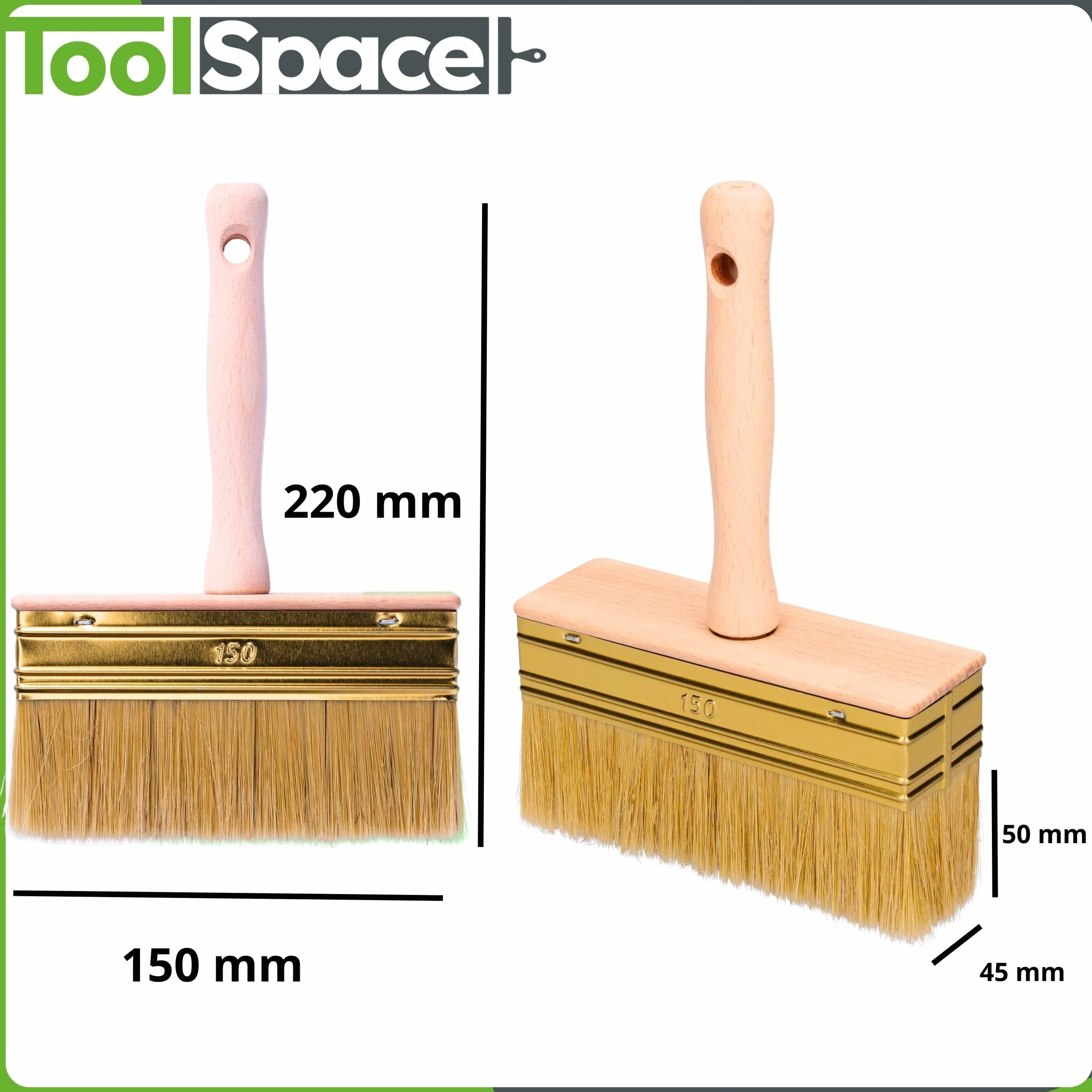 ToolSpace Pędzel do tapet 150 mm z Włosiem Naturalnym - Do Malowania Ścian i Drewna