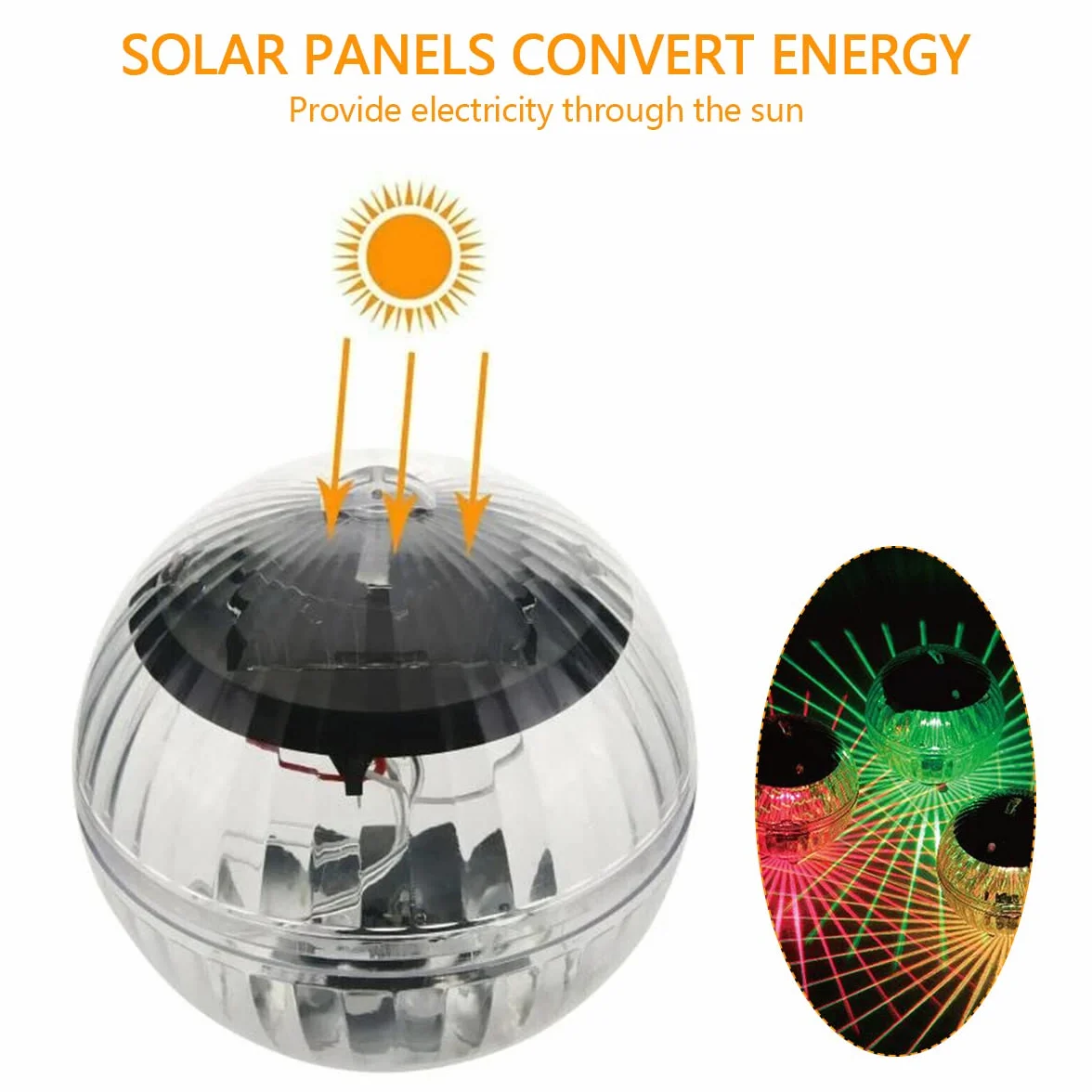 Solarna pływająca lampa basenowa LED, świecąca kula nocna, wodoodporna, 7 kolorów