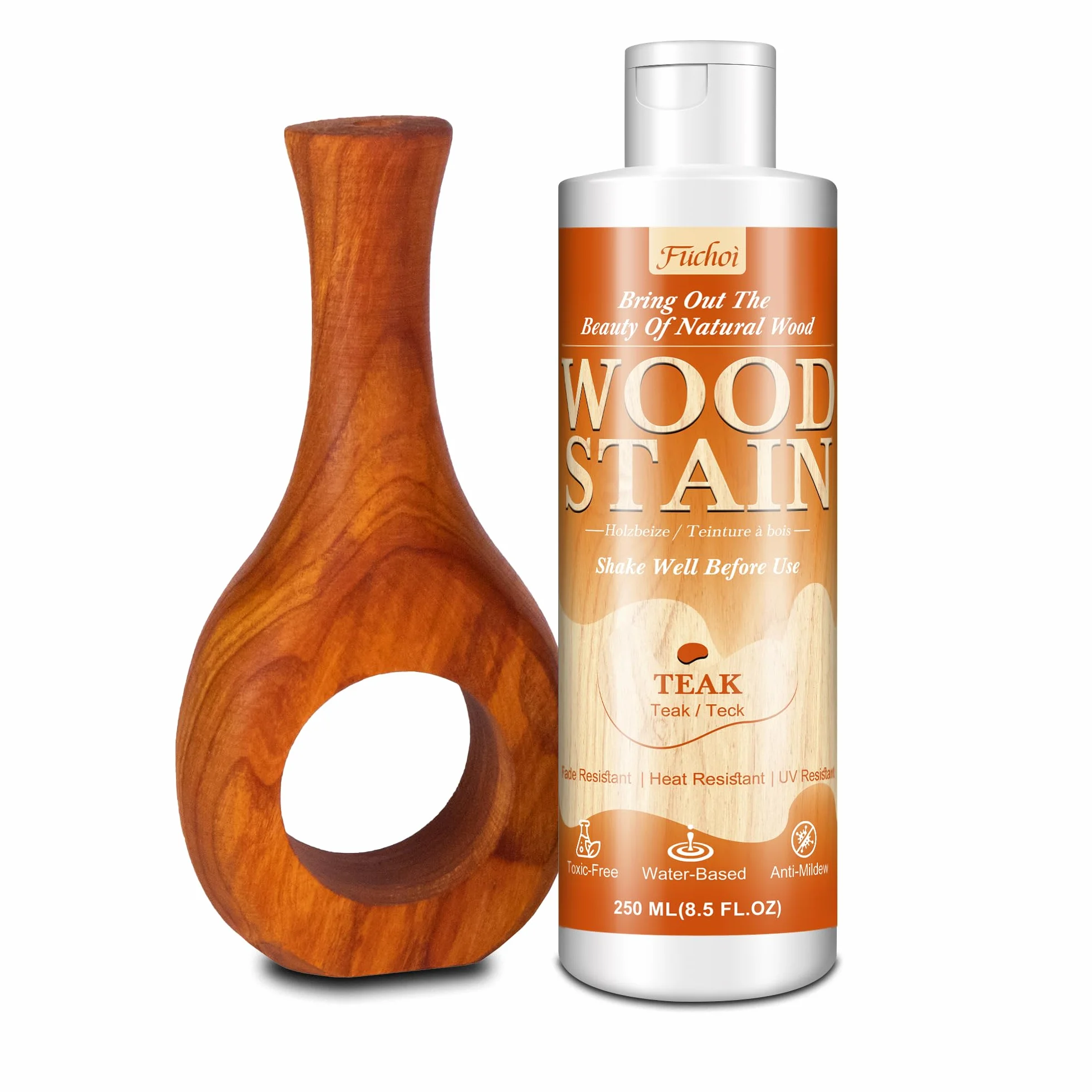Bejca do drewna na bazie wody 250 ml – farba tekowa, bezzapachowa, nietoksyczna, szybkoschnąca