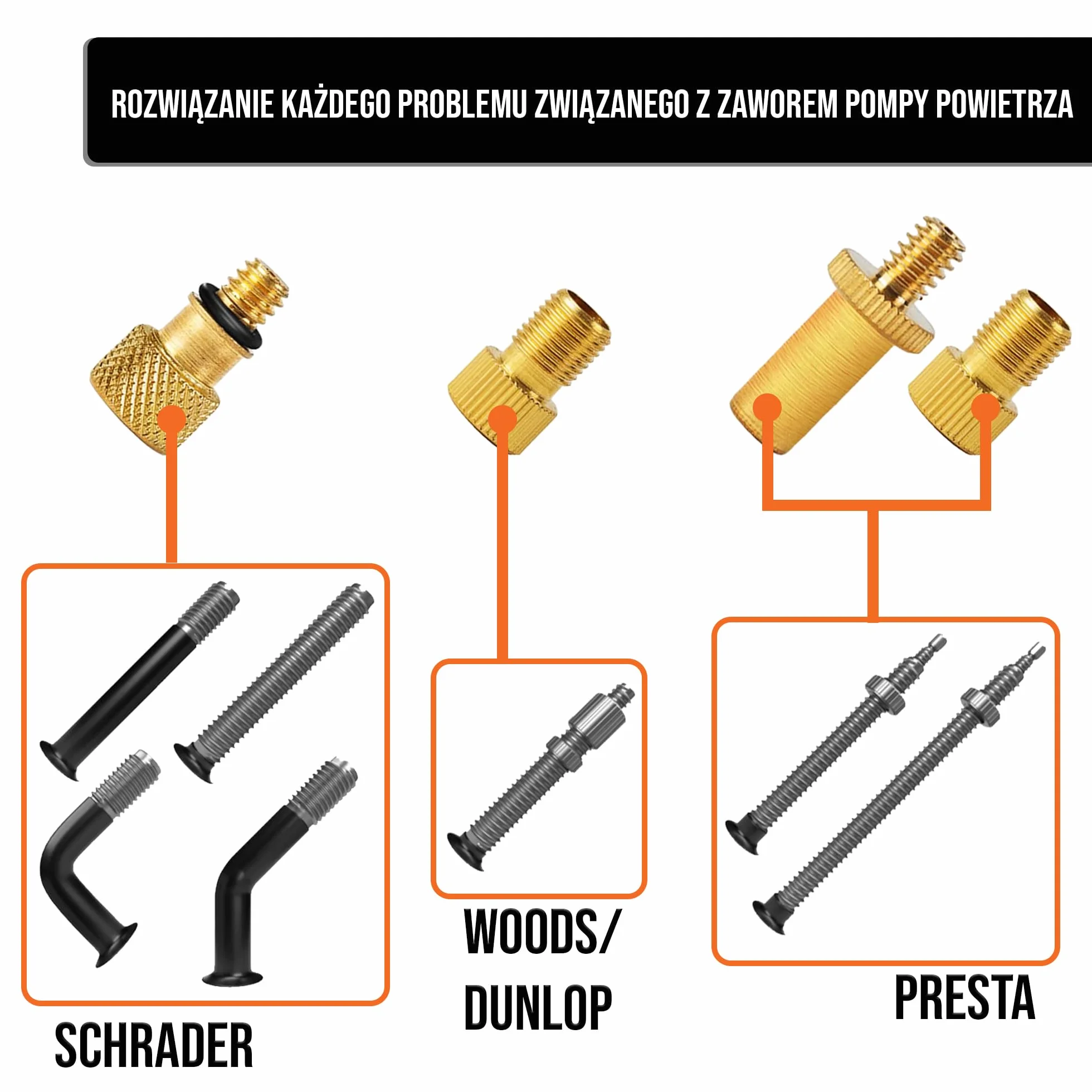 18 Sztuk Zestaw Akcesoriów Adapterów Zaworu Do Pompki - Dla Zaworu Presta, Dunlop, Schrader/Auto Do Rowerów - Igły Do Pompowania Piłek - Końcówki Do Balonów - od Mobi Lock