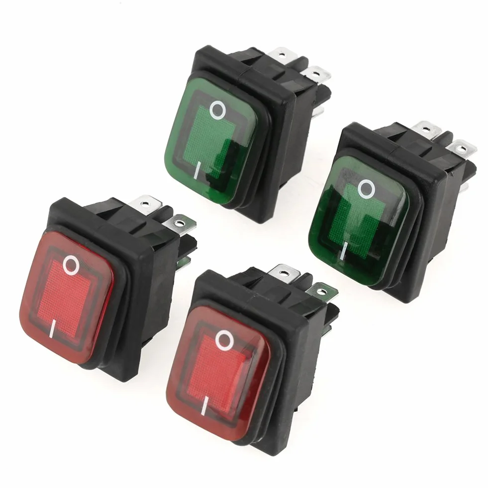 4-częściowy przełącznik z lampką kontrolną, przełącznik kołyskowy SPST ON-OFF, panel przełączników 230 V 4 pin 2 pin, mini przełącznik kierunkowskazów łodzi czerwona zielona