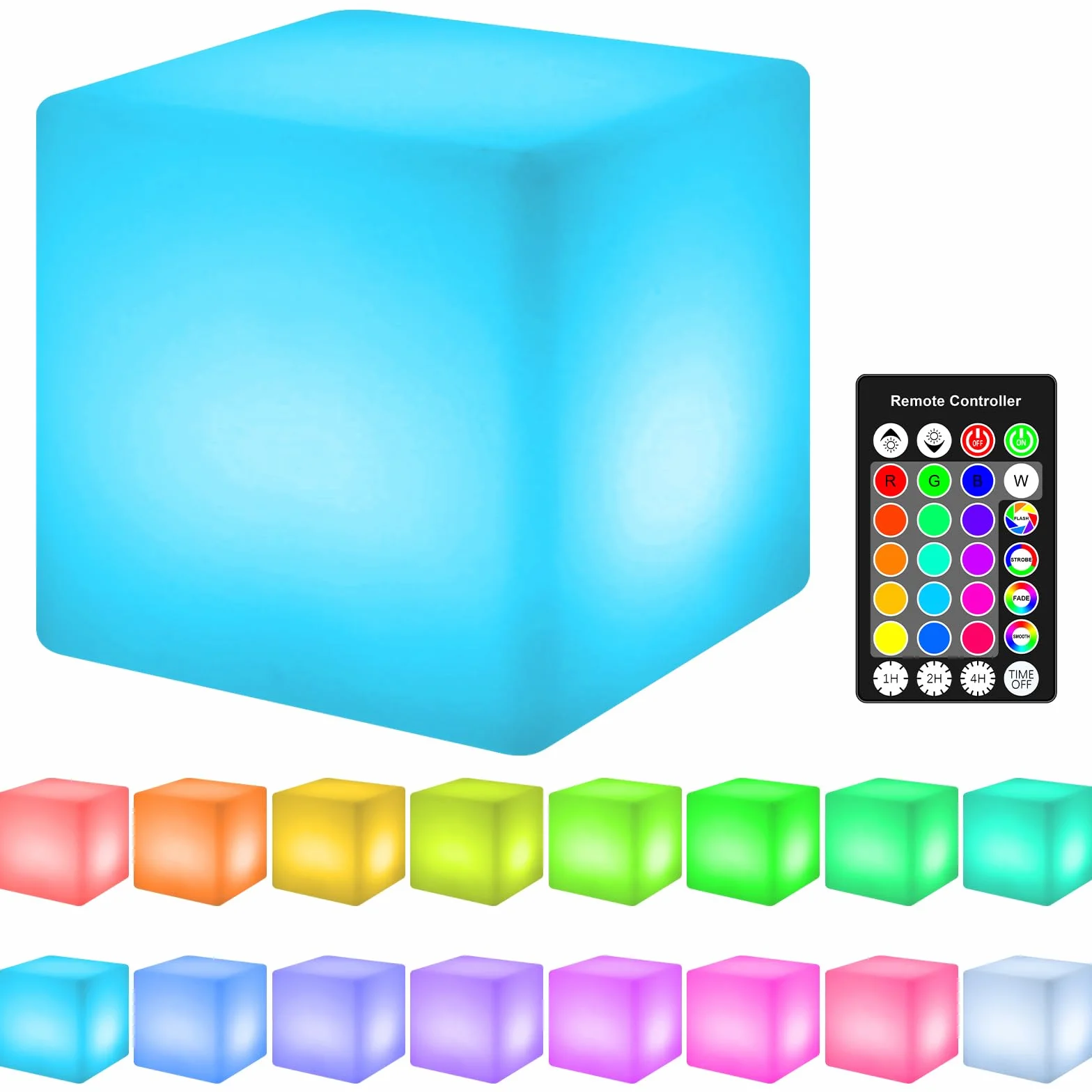 LED Cube Lampka nocna wielokrotnego ładowania Kwadratowa 16 kolorów 4 tryby 3h Zdalne sterowanie