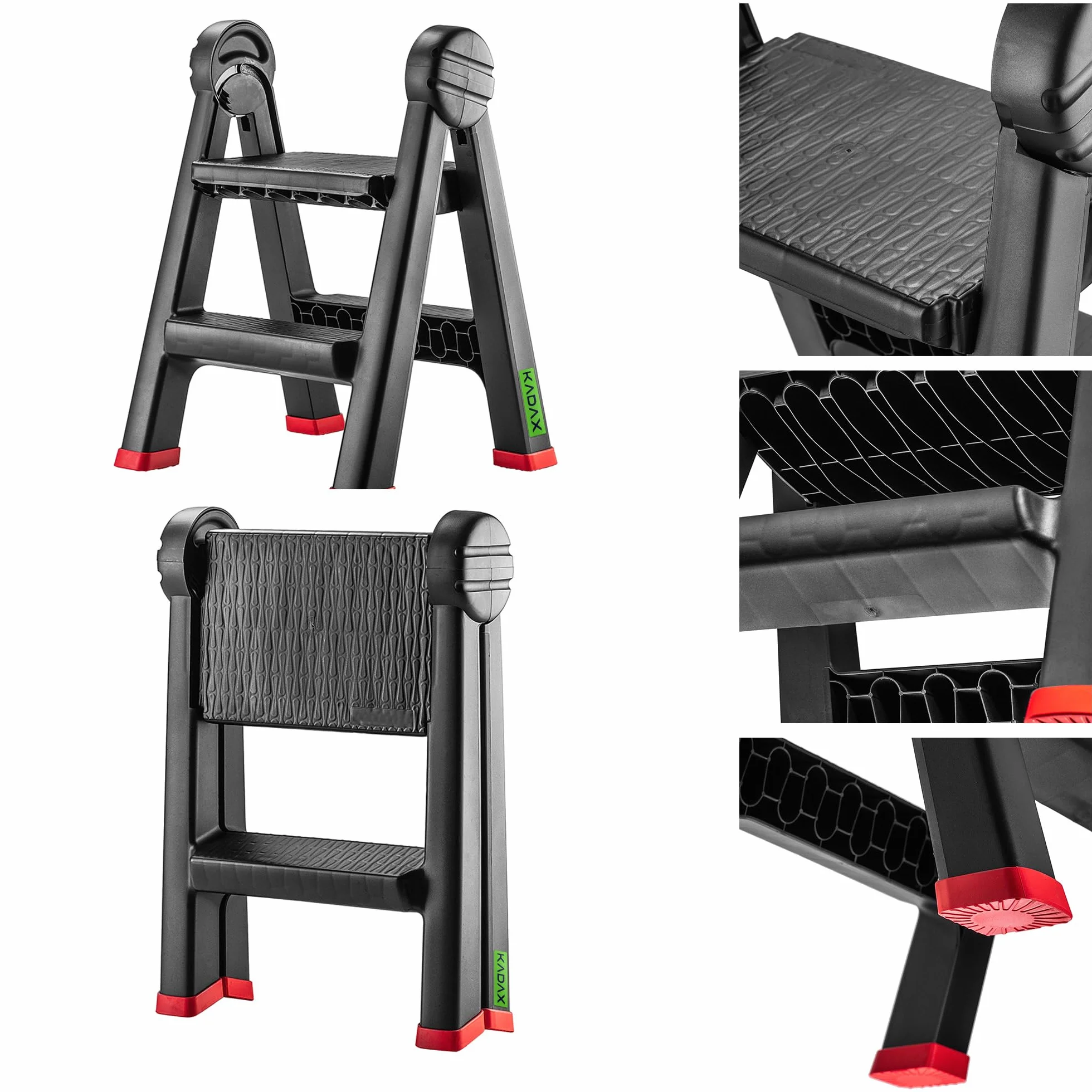 KADAX 2-stopniowy taboret ze stali antypoślizgowe nóżki obciążenie 150 kg drabina domowa