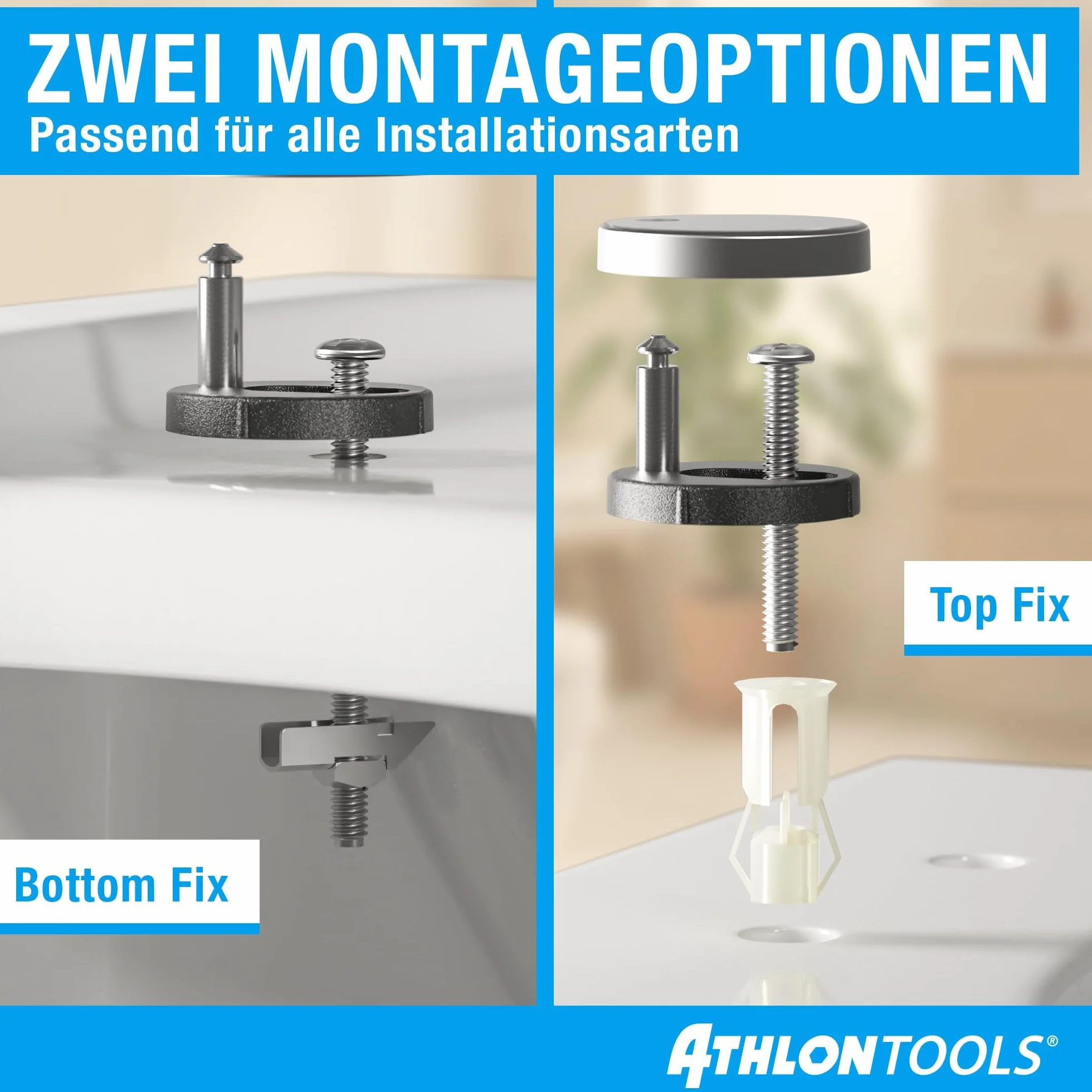 ATHLON TOOLS Deska sedesowa wolnoopadająca w kształcie litery O z duroplastu Soft-Close Quick-Release antybakteryjna odporna na zarysowania i UV
