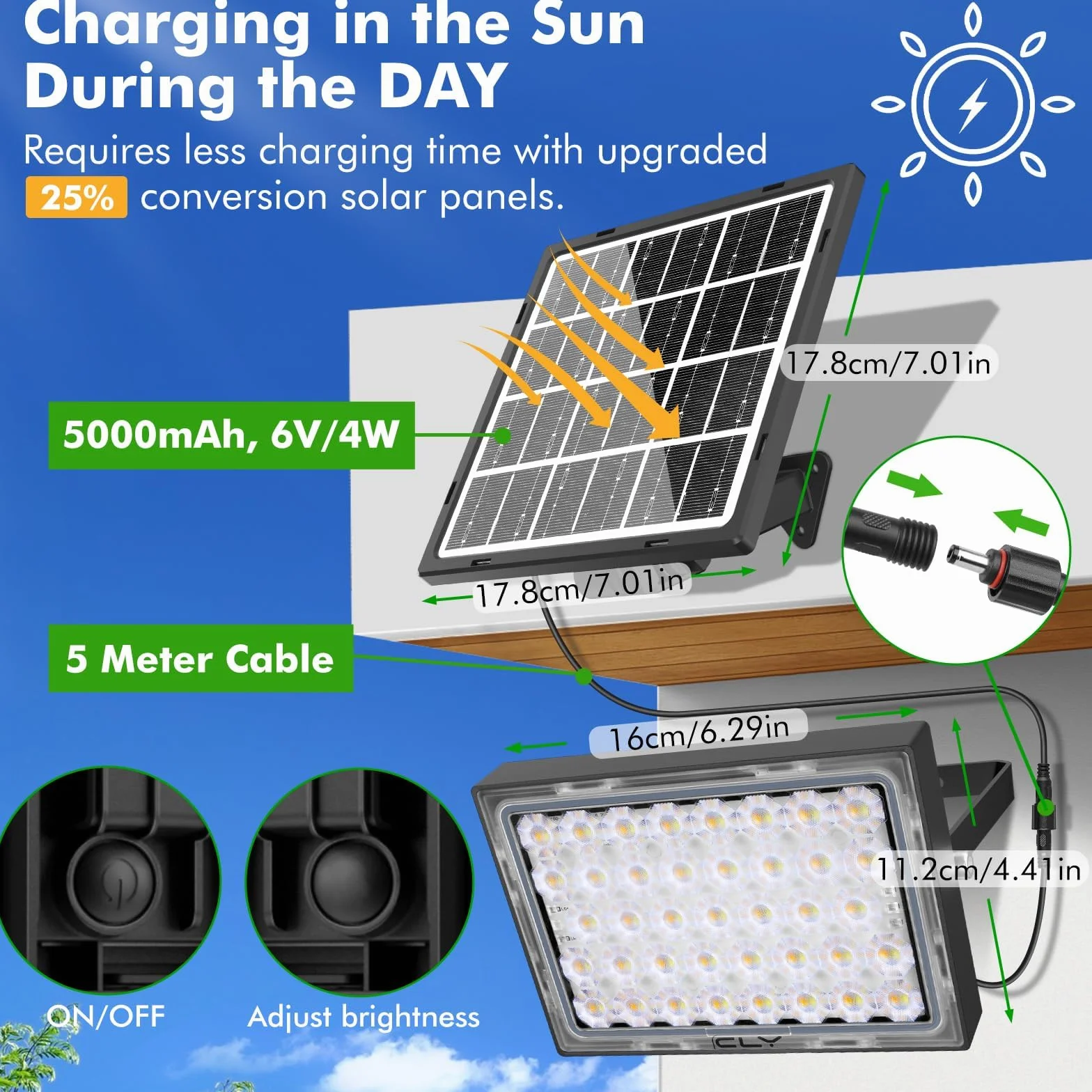 Solarny reflektor zewnętrzny 30W 2600LM IP66 5000mAh 2 lampy 2700K-6000K z pilotem