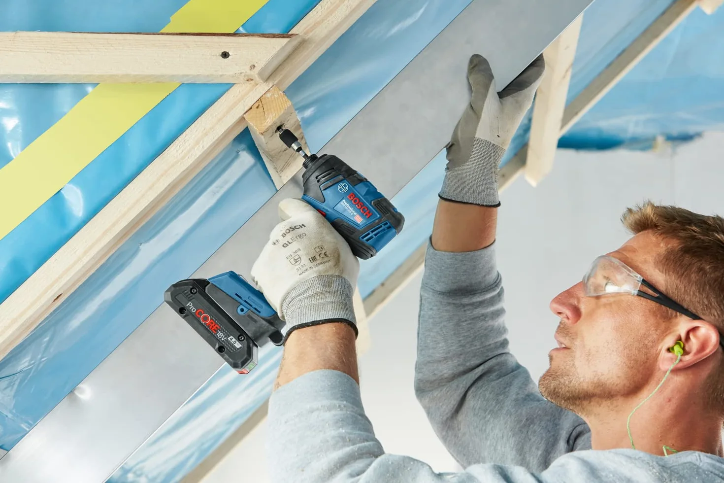 Bosch Professional GDR 18V-200 GSB 18V-45 Zestaw Narzędzi Czarny Niebieski